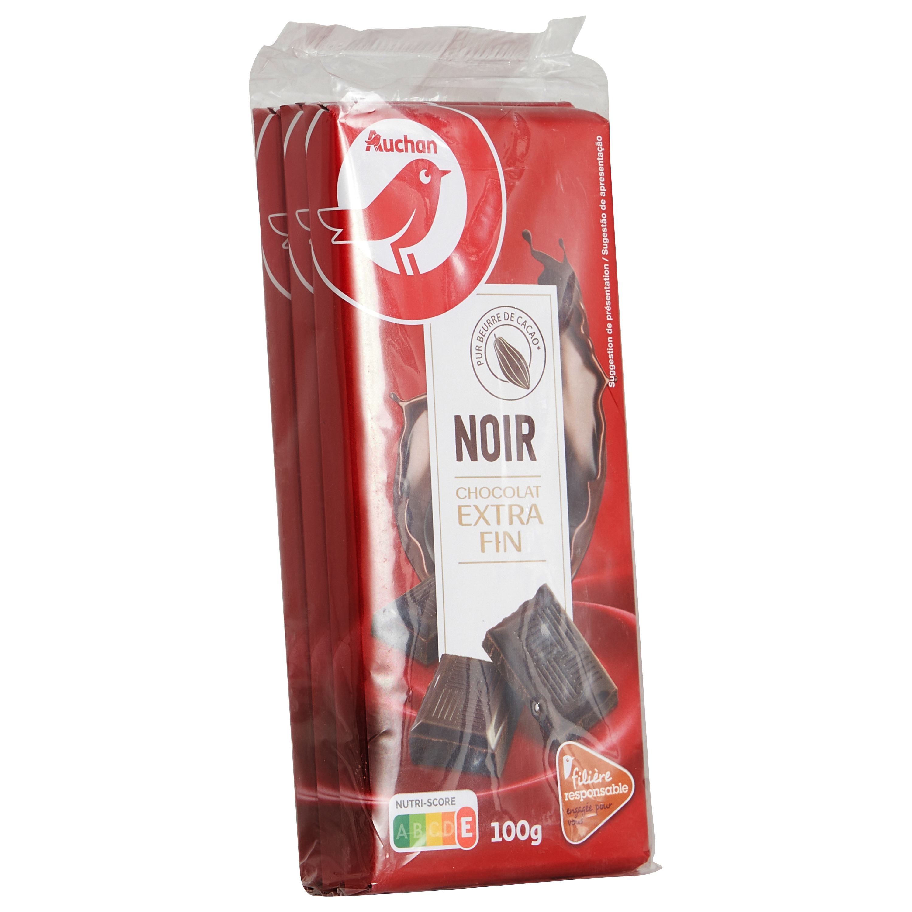Auchan - Tablette de chocolat noir 72% 40g