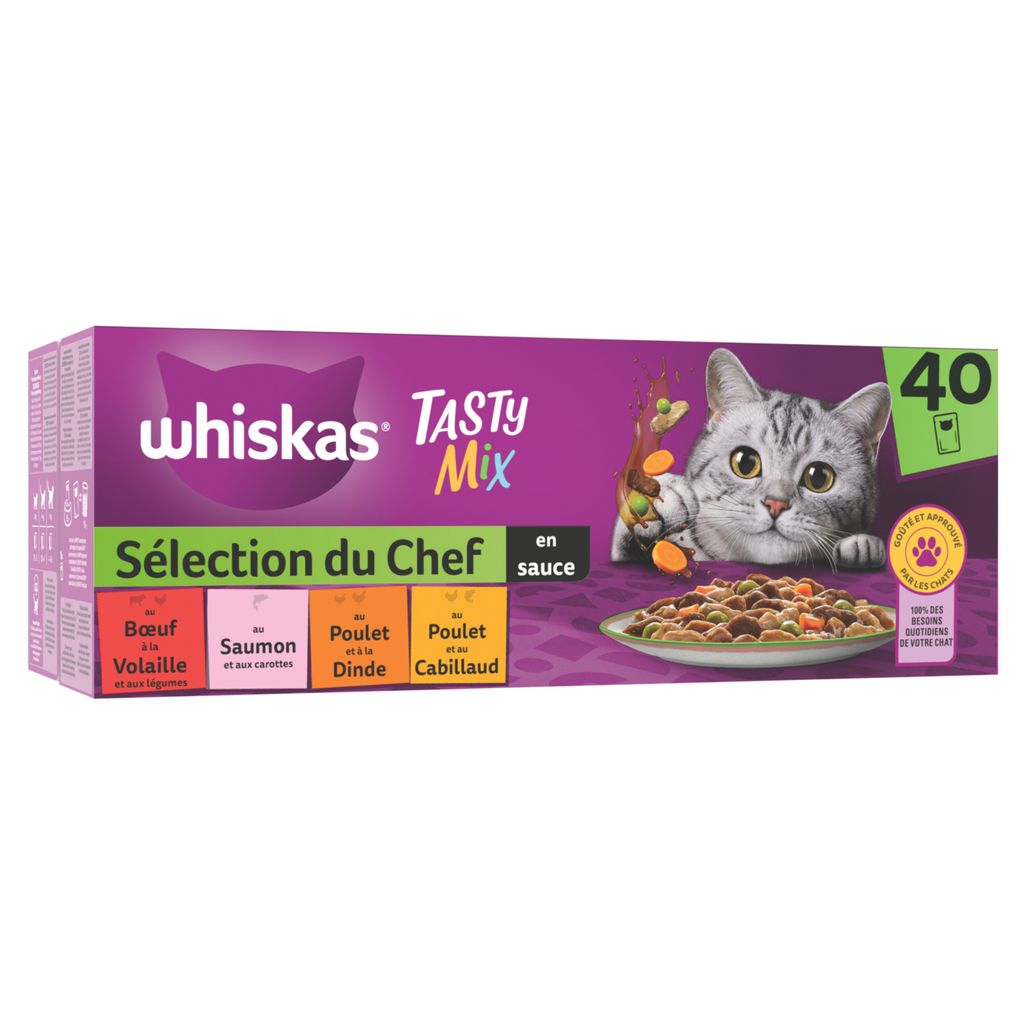 AUCHAN Adult sachets repas bouchées en sauce viandes pour chat 12x100g pas  cher 