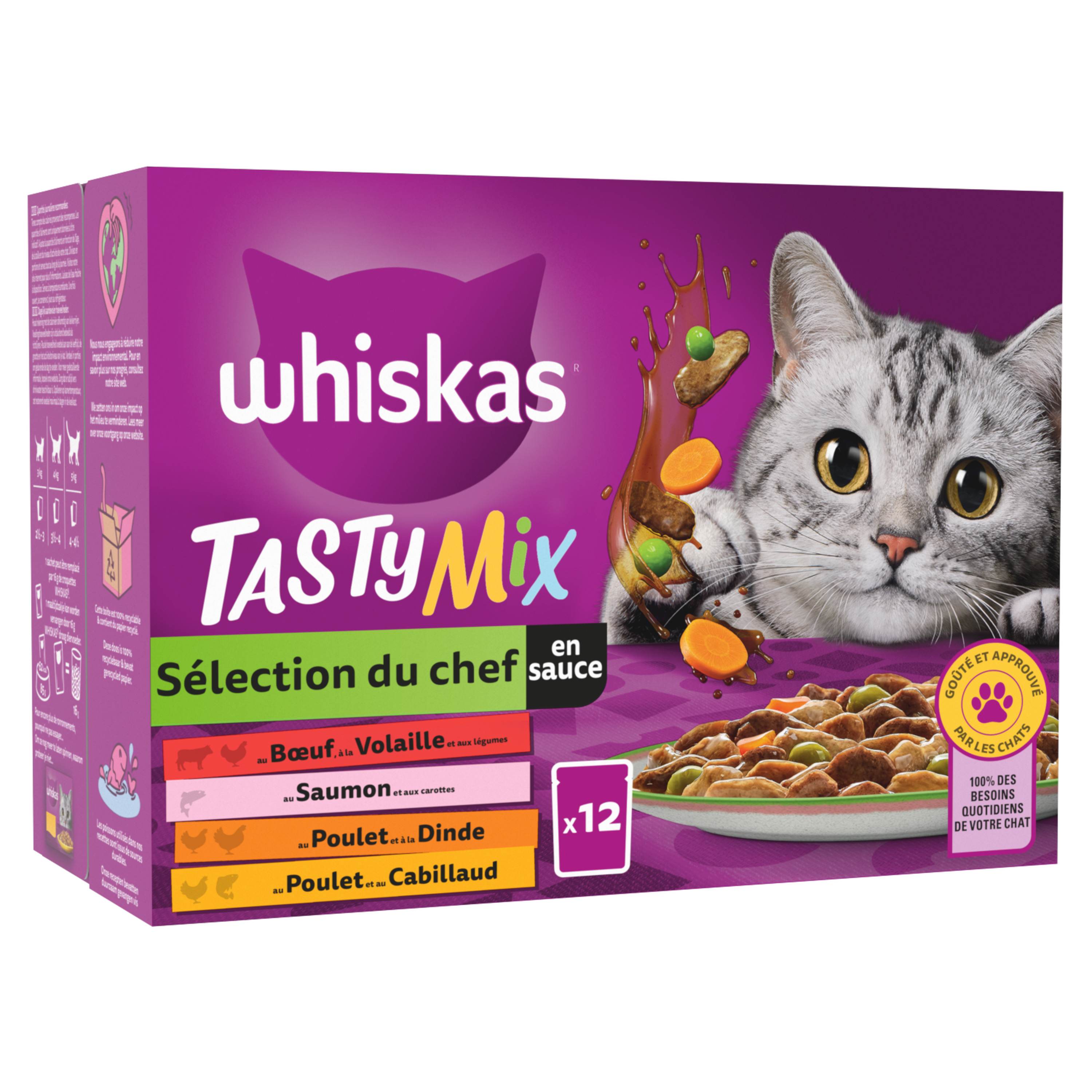 AUCHAN Adult assortiment sachets pâtée sauce viandes pour chat