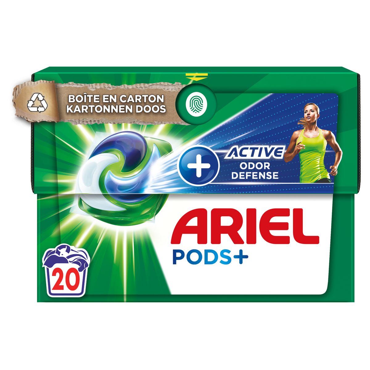 ARIEL Pods lessive capsules + active deo fresh 20 capsules
