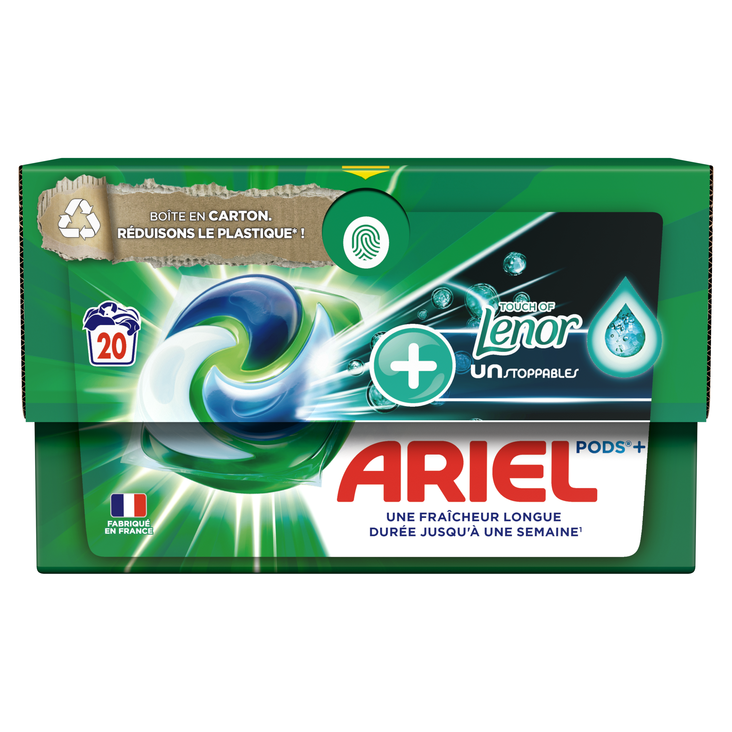 Lessive Capsule Tout-En-1 +Touche De Unstoppables ARIEL : la boîte de 27  capsules à Prix Carrefour