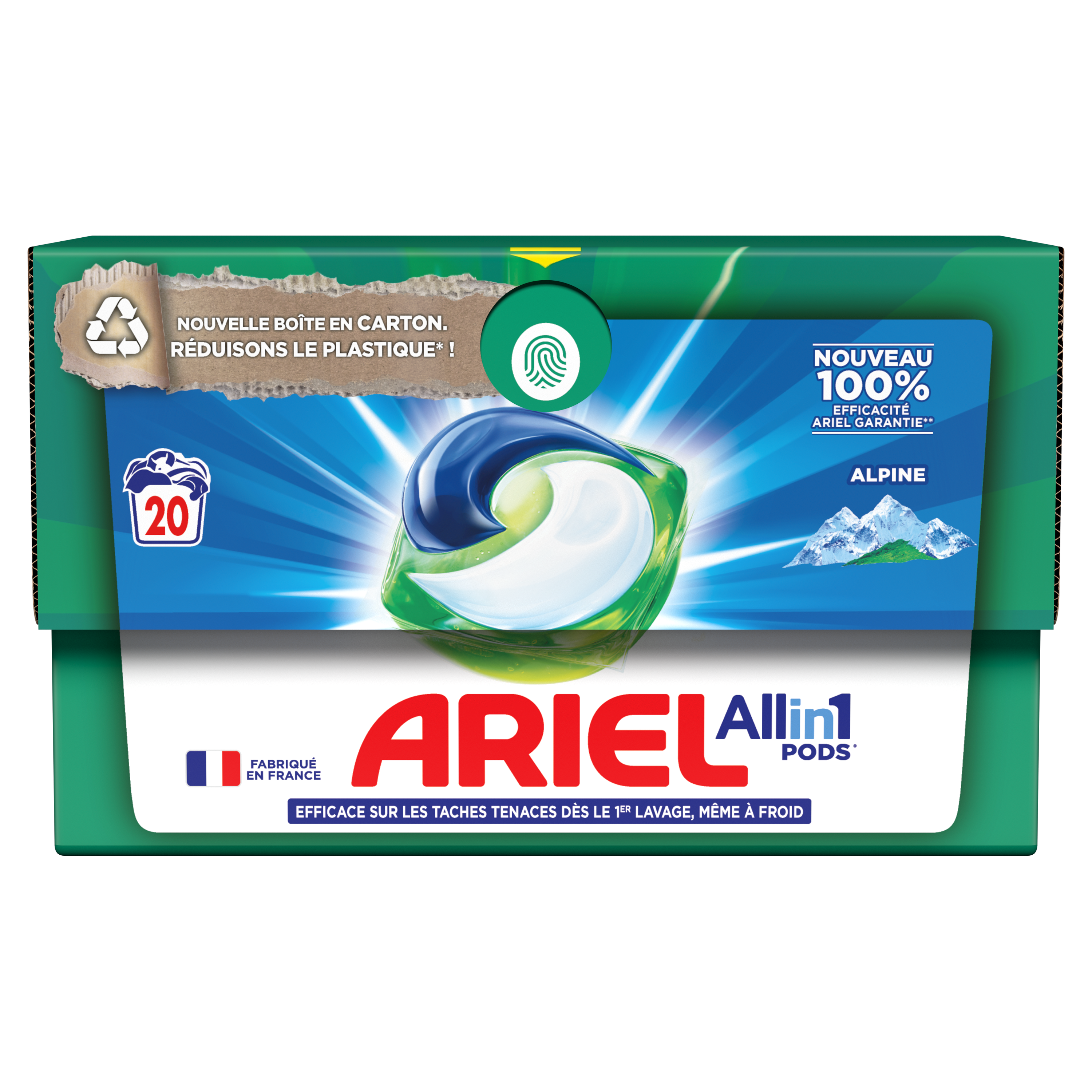 ARIEL Pods lessive capsules tout en 1 original 20 capsules pas