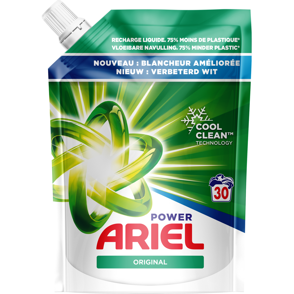 ARIEL Power Recharge lessive liquide original 30 lavages 1.5l pas