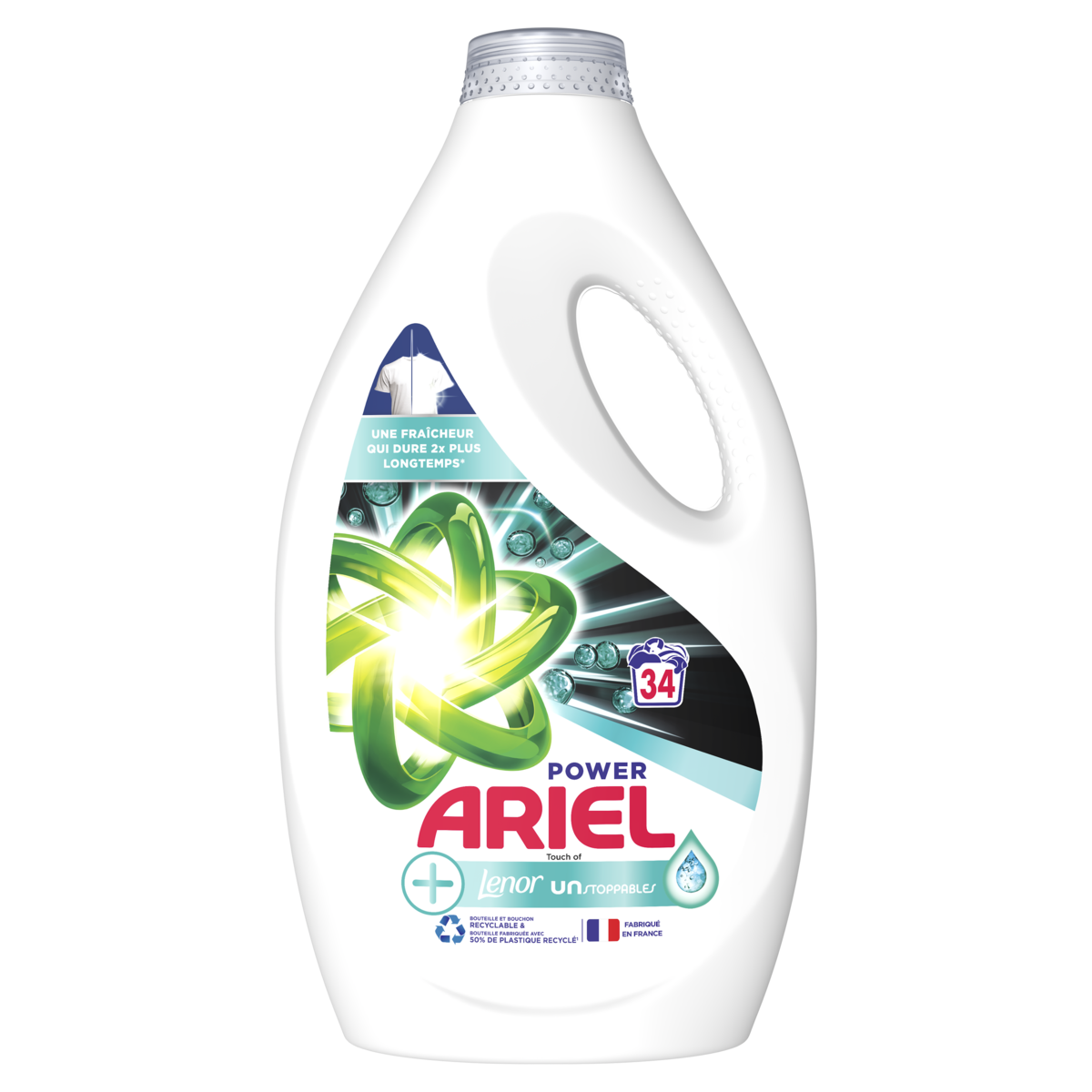 ARIEL Power Lessive liquide + touche de Lenor unstoppables 23 lavages 1.15l  pas cher 