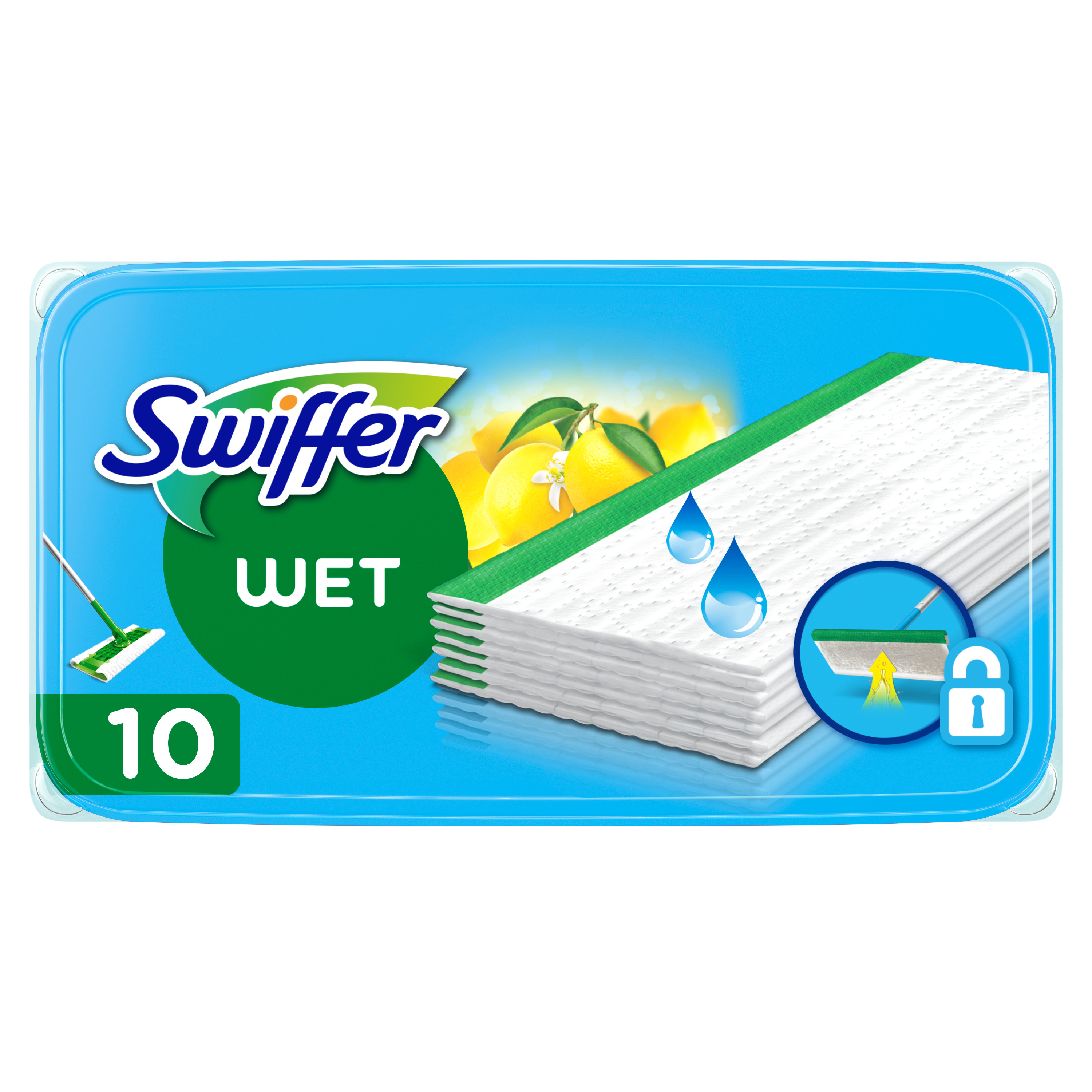 SWIFFER Lingettes humides pour sol citron 10 lingettes pas cher 