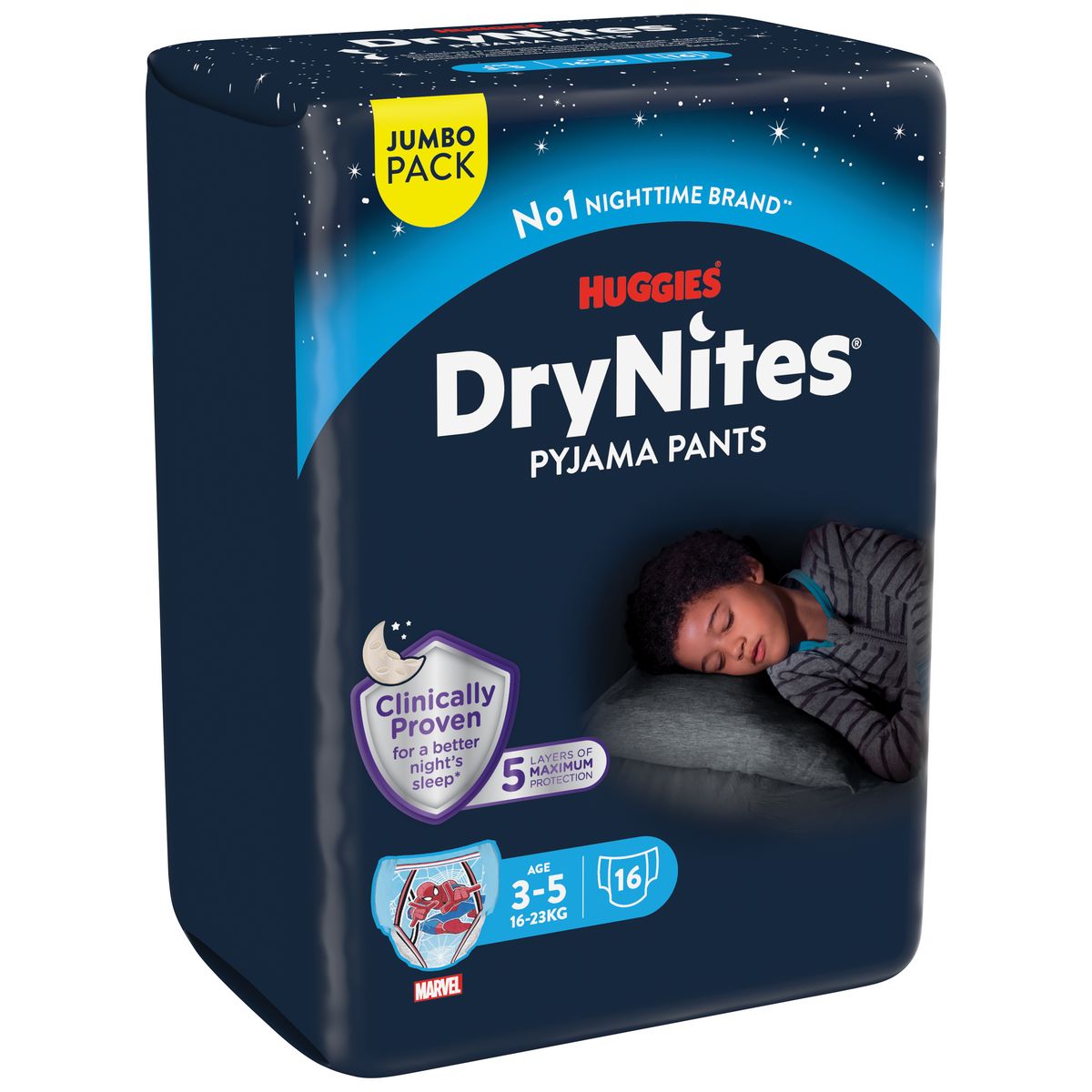 HUGGIES DryNites Slips de nuit absorbants Marvel 3-5 ans (16-23kg) 16 slips