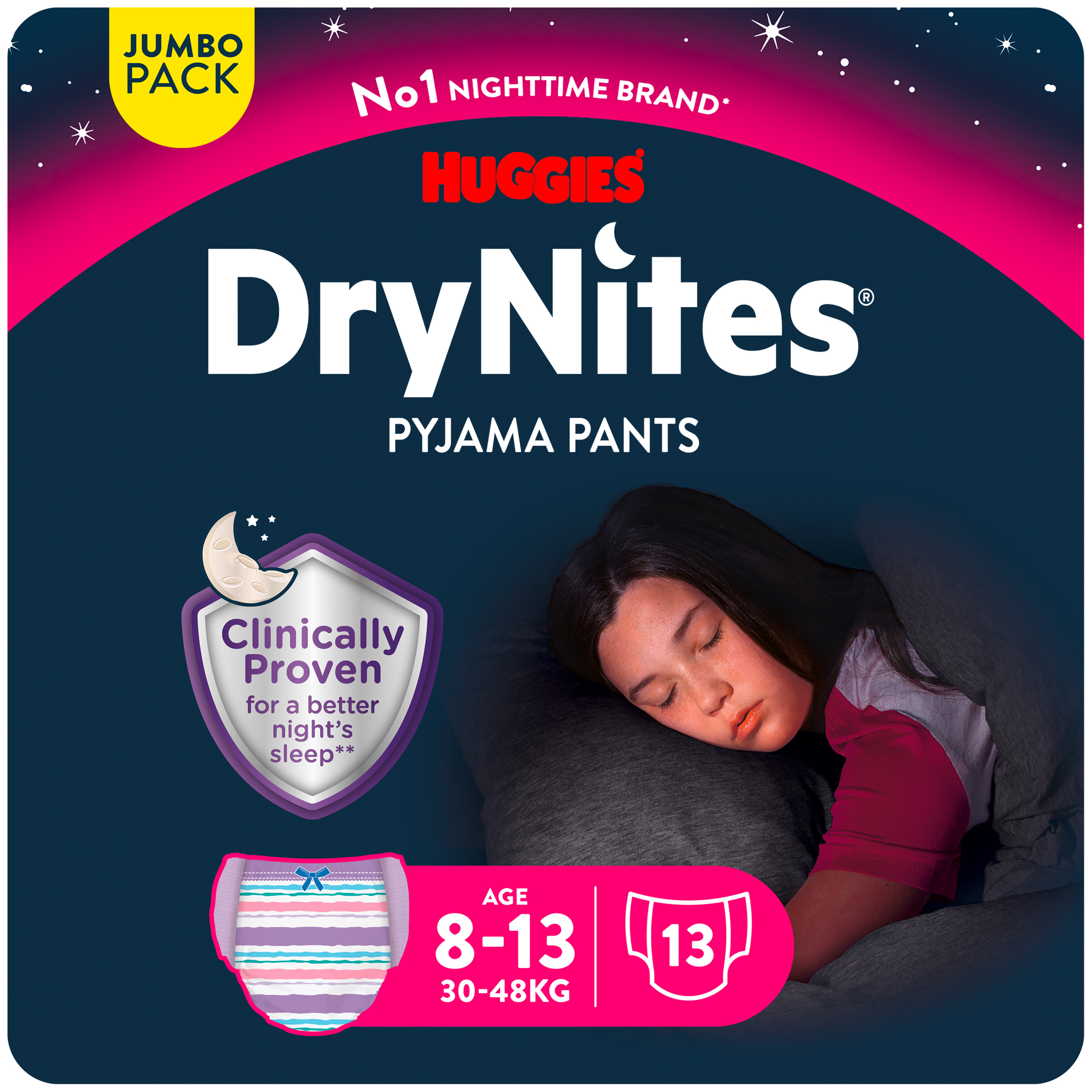 DryNites culottes absorbantes pour la nuit - Filles- 8 à 15 ans (27-57 kg)  - 27 pièces