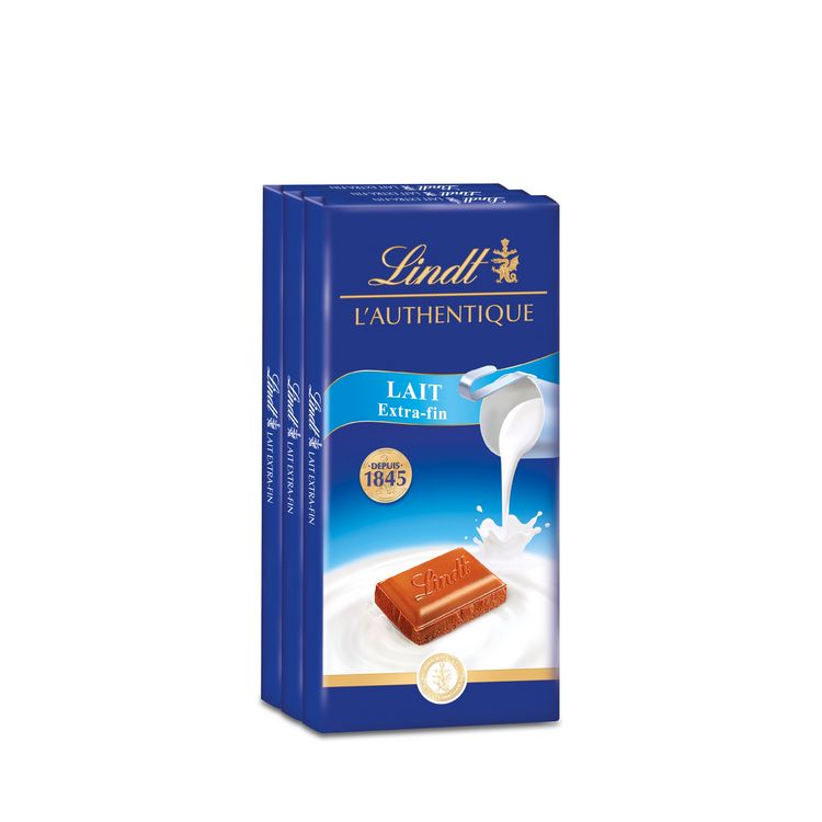 Chocolat lait extra fin - Lindt - 330 g (3x110g)