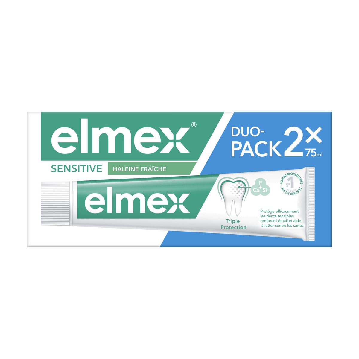 ELMEX Dentifrice sensitive haleine fraîche 2x75ml pas cher 