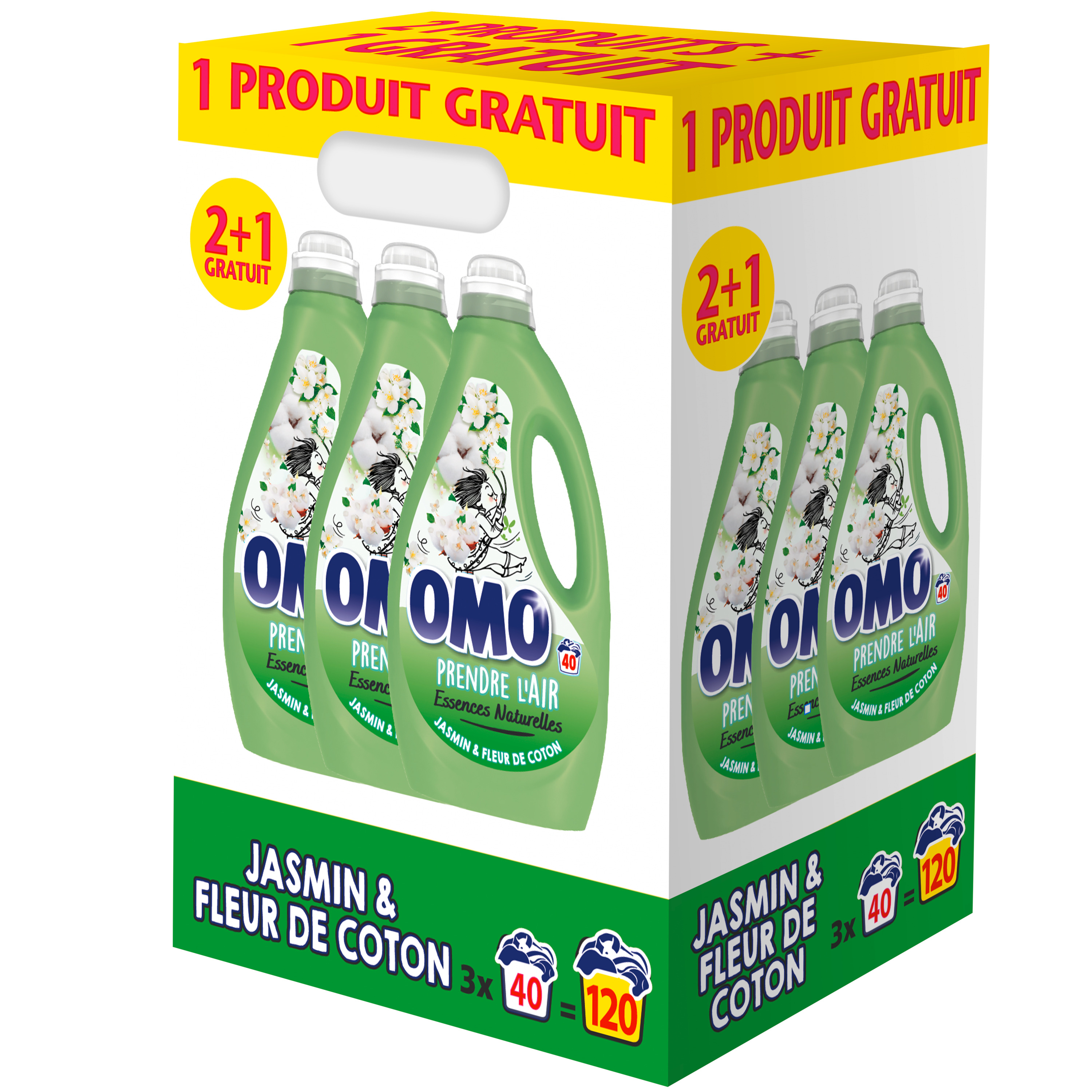 OMO Lessive Liquide Jasmin/Fleur de coton 2,6 L