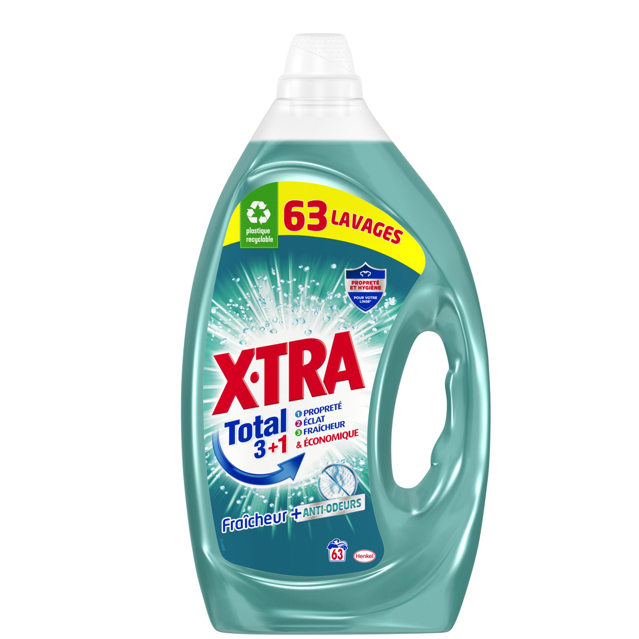 X-TRA Total 3+1 lessive liquide 85 lavages 3.825l pas cher 