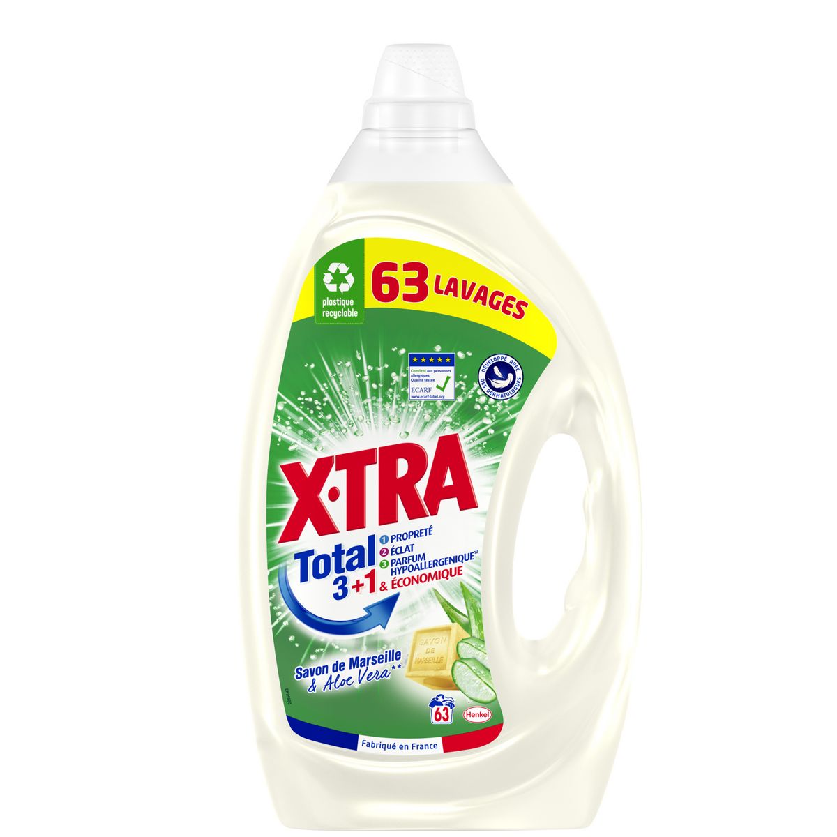 Promo Xtra Total Lessive liquide (14) Classique, Marseille Aloe Vera ou  Fraicheur+ chez Bi1