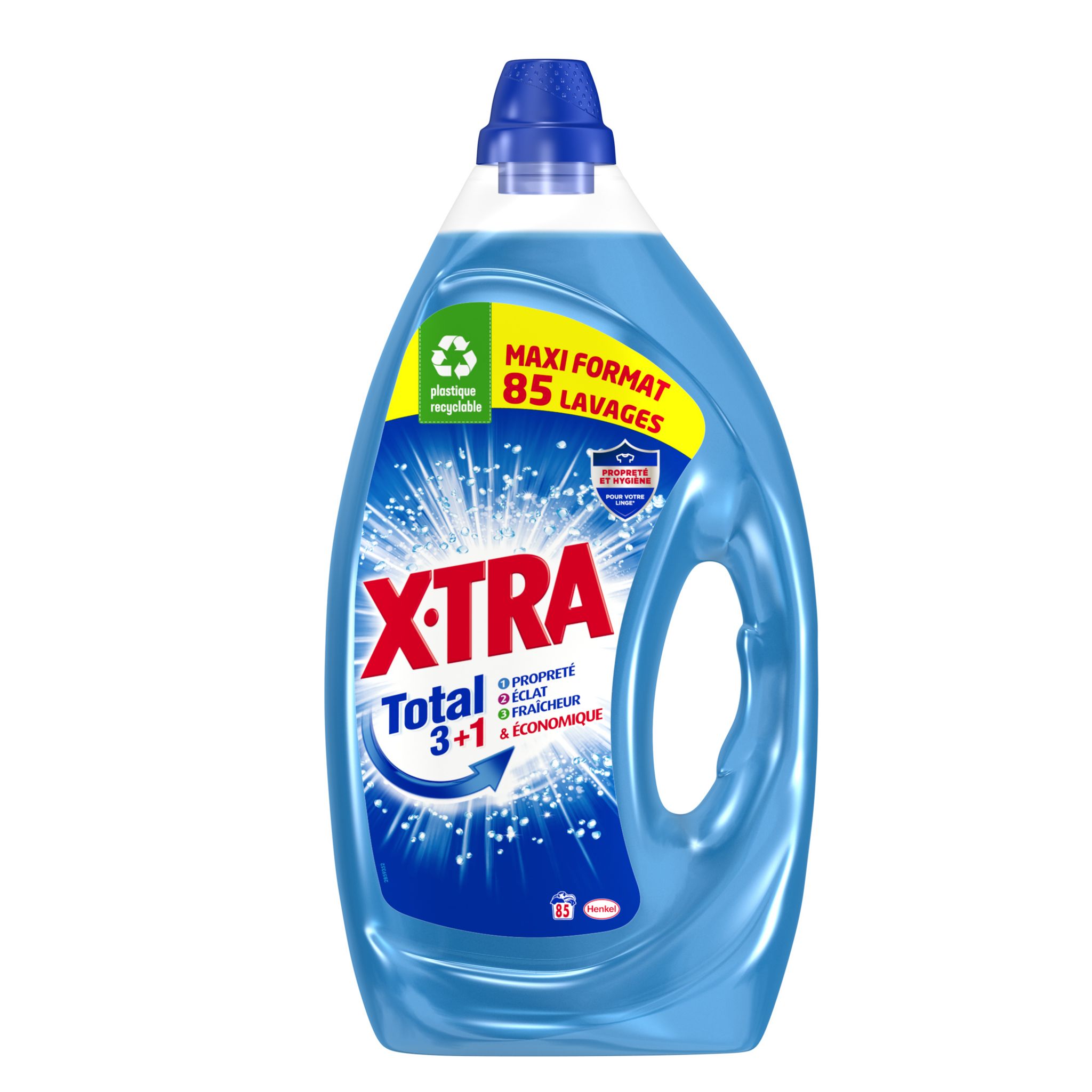 X-TRA Total 3+1 lessive liquide 85 lavages 3.825l pas cher 