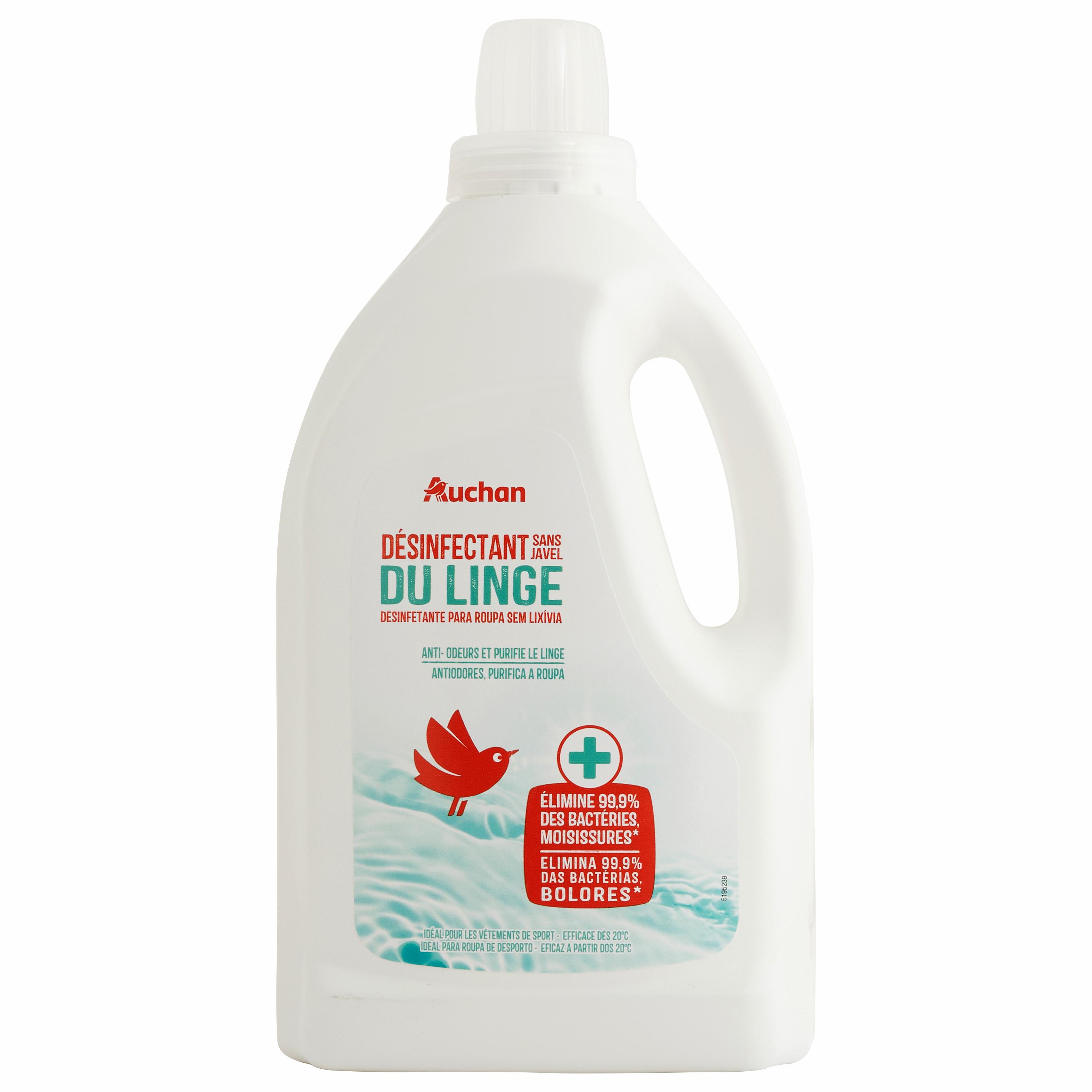 AUCHAN D sinfectant du linge sans javel anti odeurs 1.5l pas cher