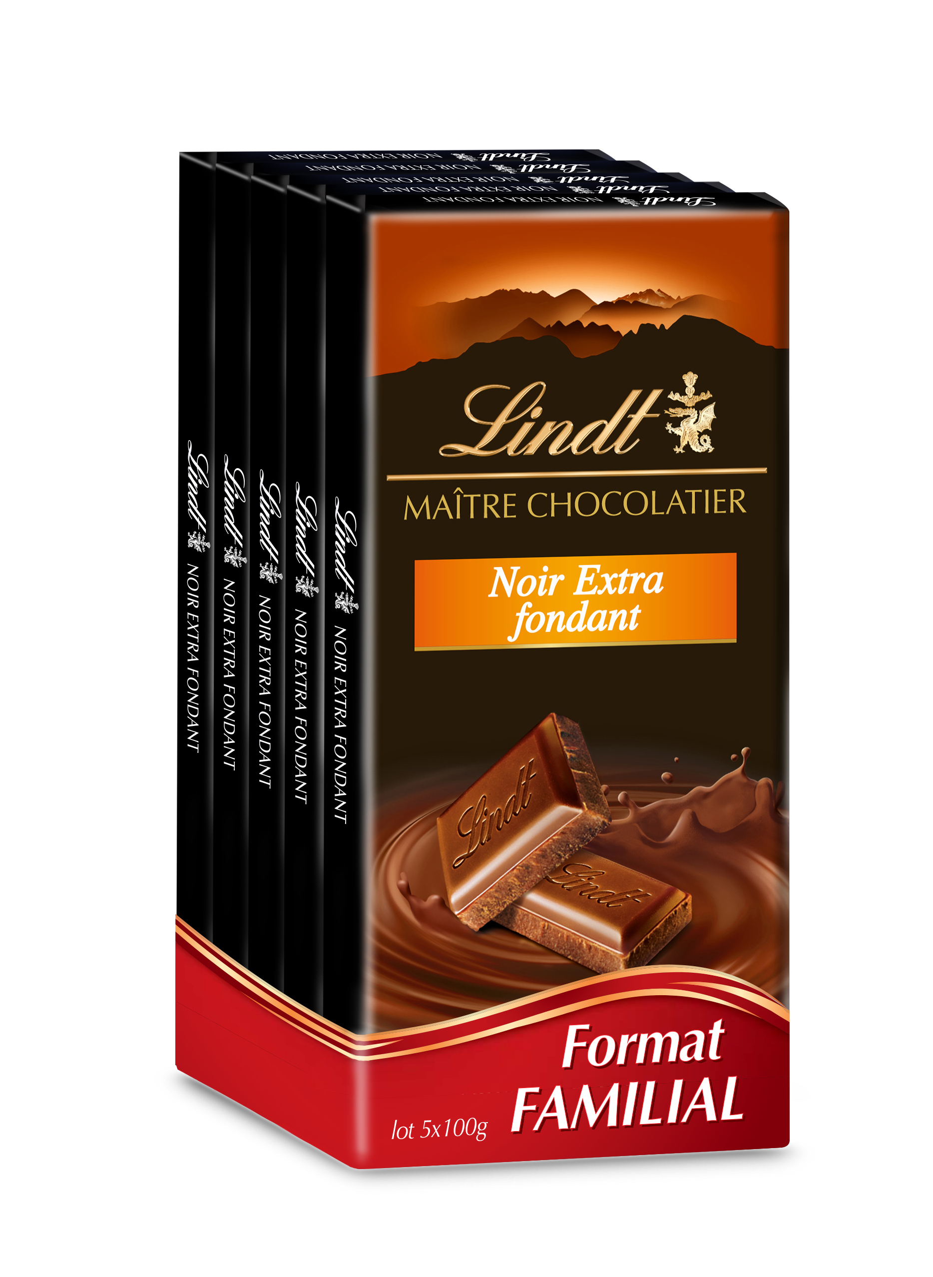 LINDT Maitre Chocolatier tablette de chocolat noir extra fondant 3 pièces  3x110g pas cher 