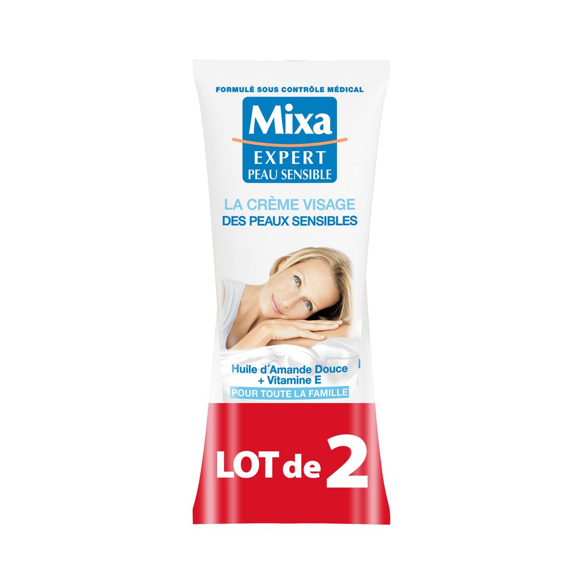 MIXA Expert Crème visage pour les peaux sensibles 2x100ml