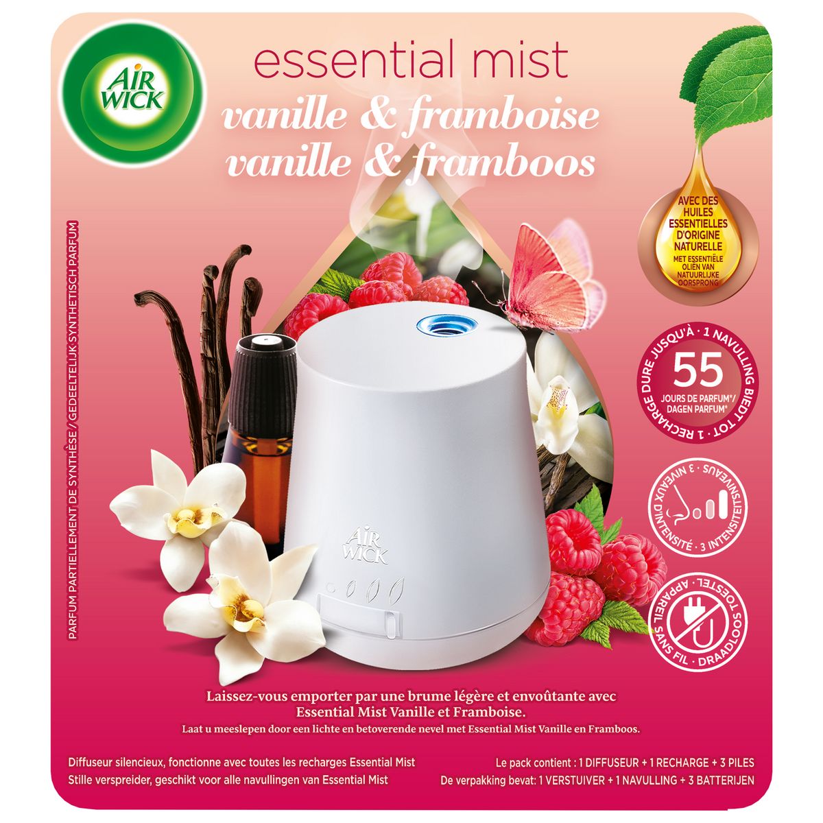 AIR WICK Diffuseur spray automatique de parfum vanille et framboise ...