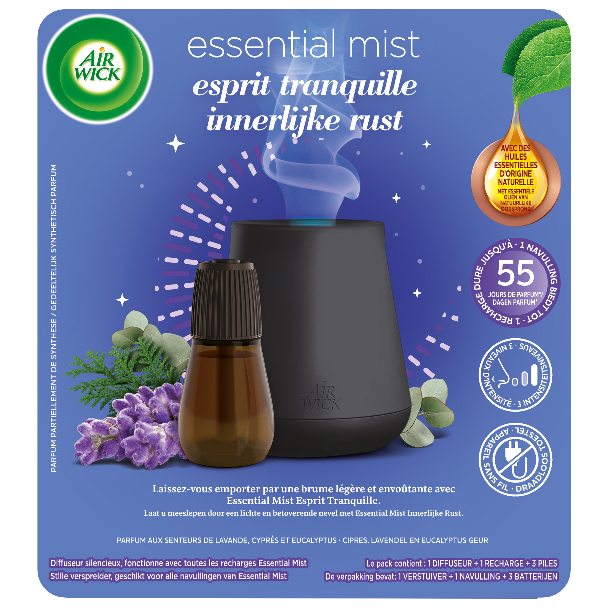 AIR WICK Essential Mist diffuseur automatique aux huiles essentielles de  vanille 20ml pas cher 