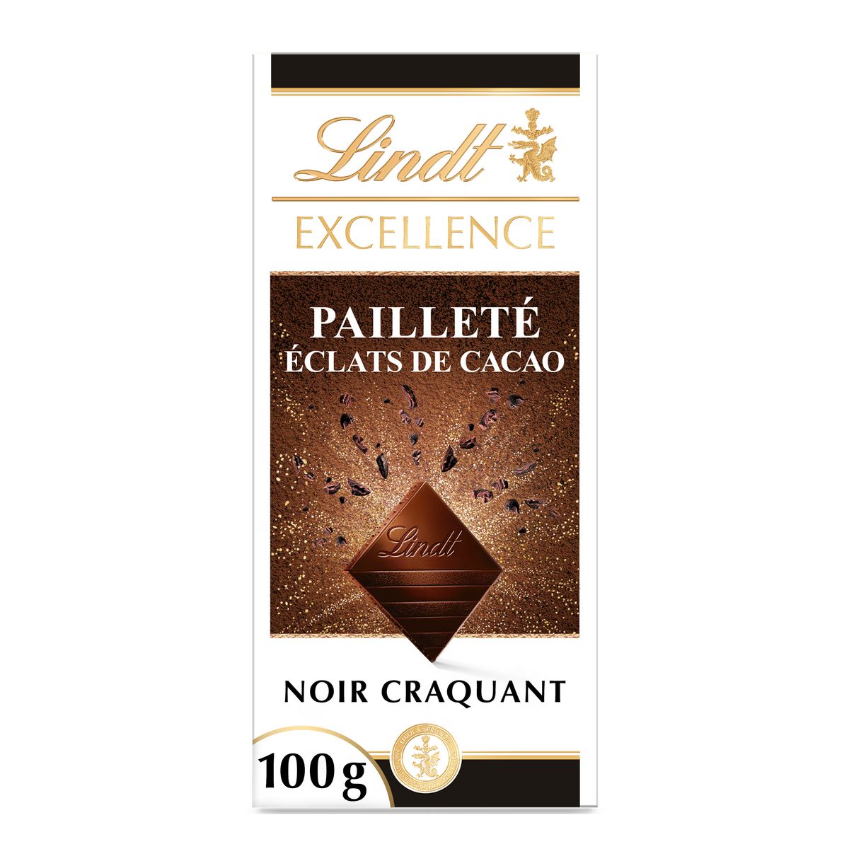 LINDT Excellence tablette de chocolat noir pailleté éclats de cacao ...