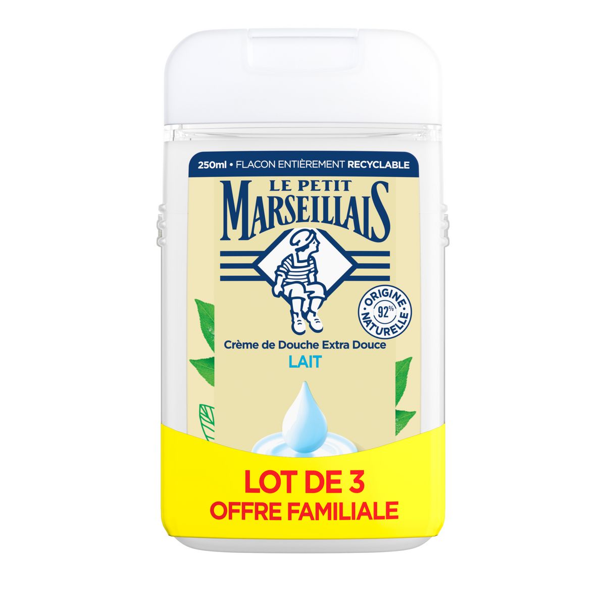 LE PETIT MARSEILLAIS Crème de douche extra douce au lait 3x250ml