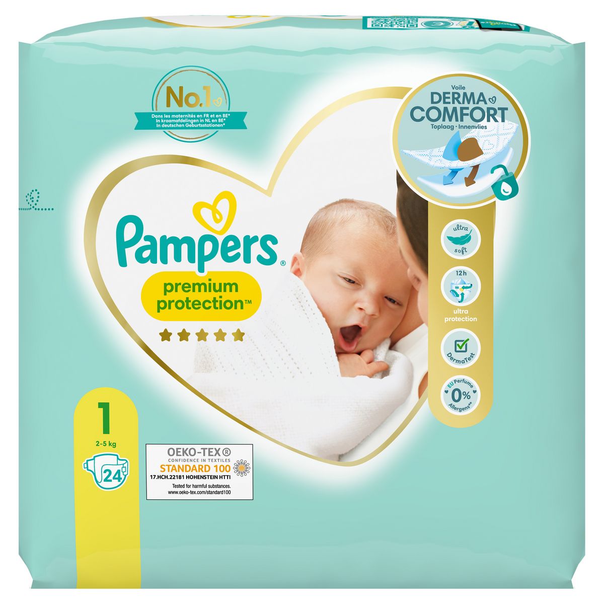 PAMPERS Premium protection Couches taille 1 (2-5kg) 24 couches