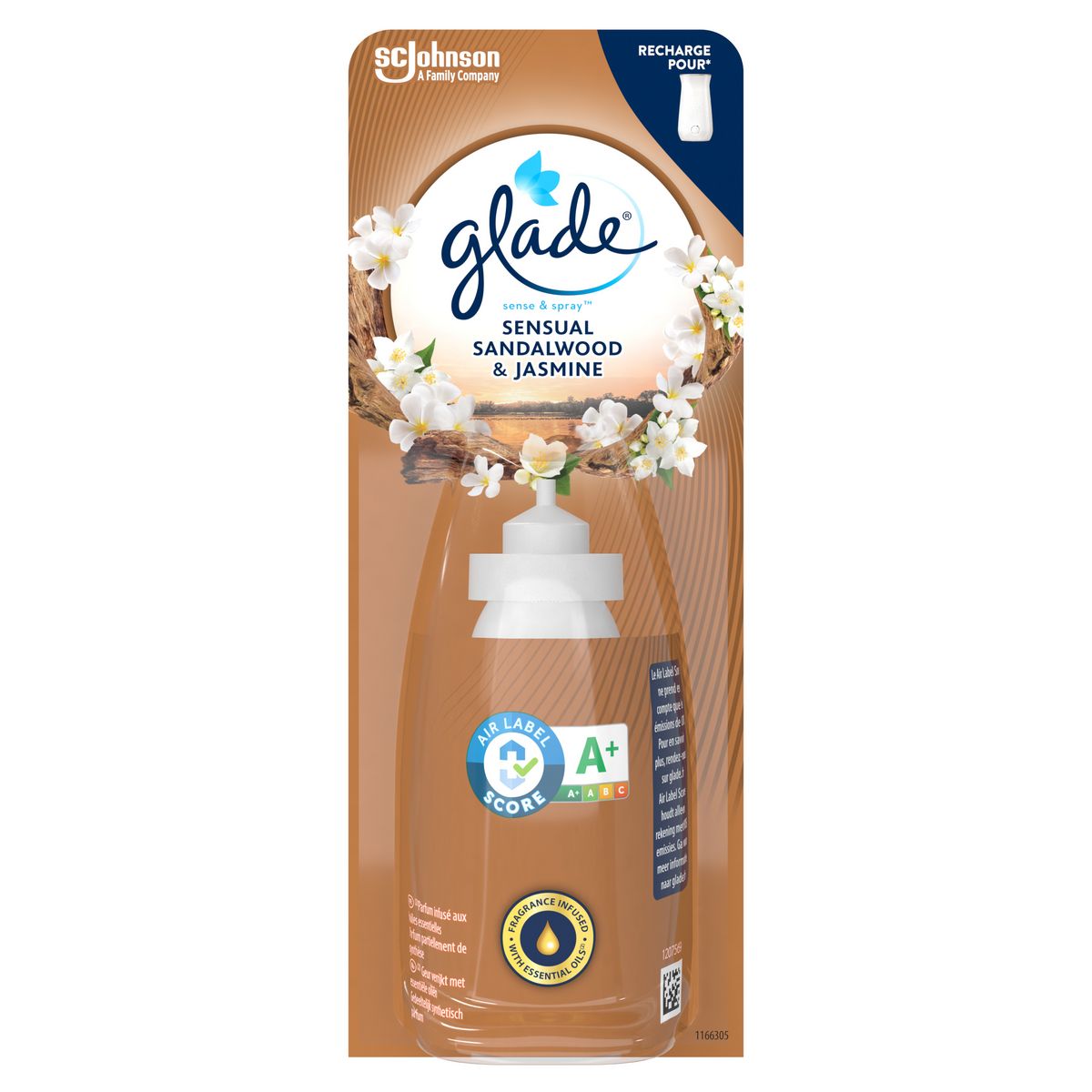 Recharge pour diffuseur désodorisant Touch & Fresh Senteur Marine Infusé  aux Huiles Essentielles Glade, 1 recharge de 10mL