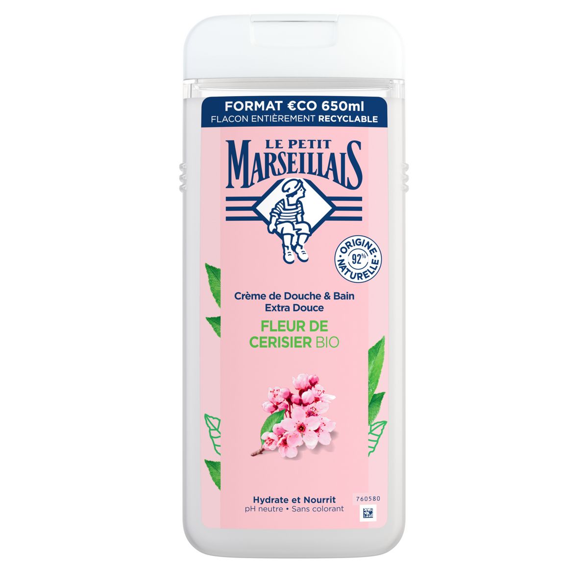 LE PETIT MARSEILLAIS Crème de douche et bain extra douce à la fleur de cerisier bio ml pas