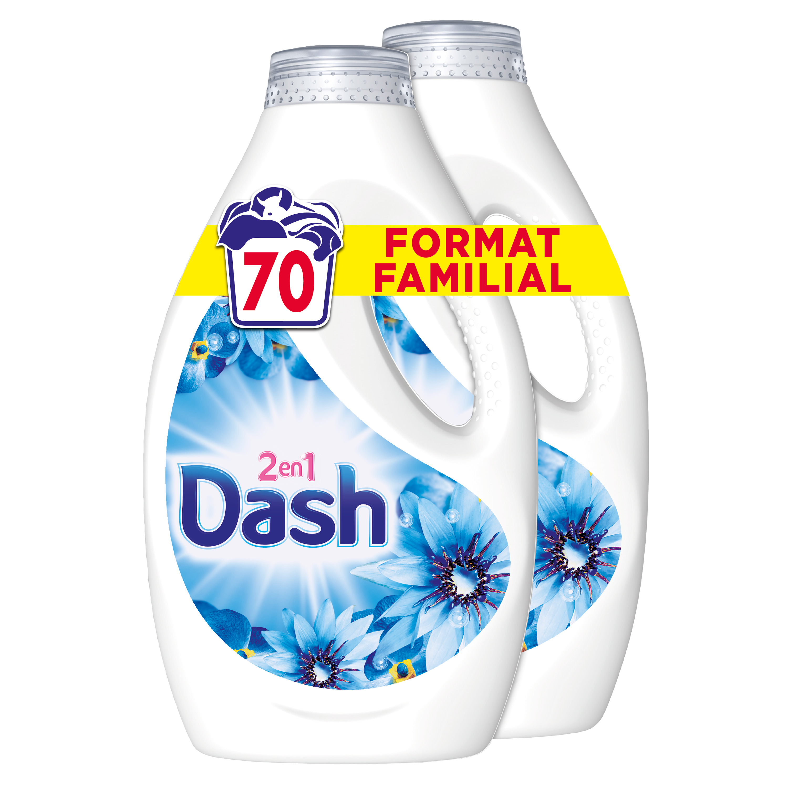 DASH Lessive liquide 2 en 1 envolée d'air 70 lavages 2x1.75l pas