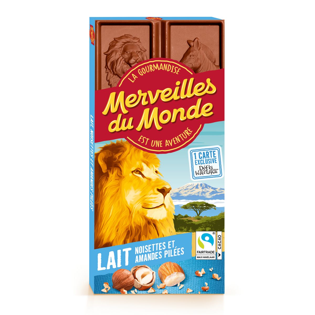 MERVEILLES DU MONDE Tablette de chocolat au lait noisettes et