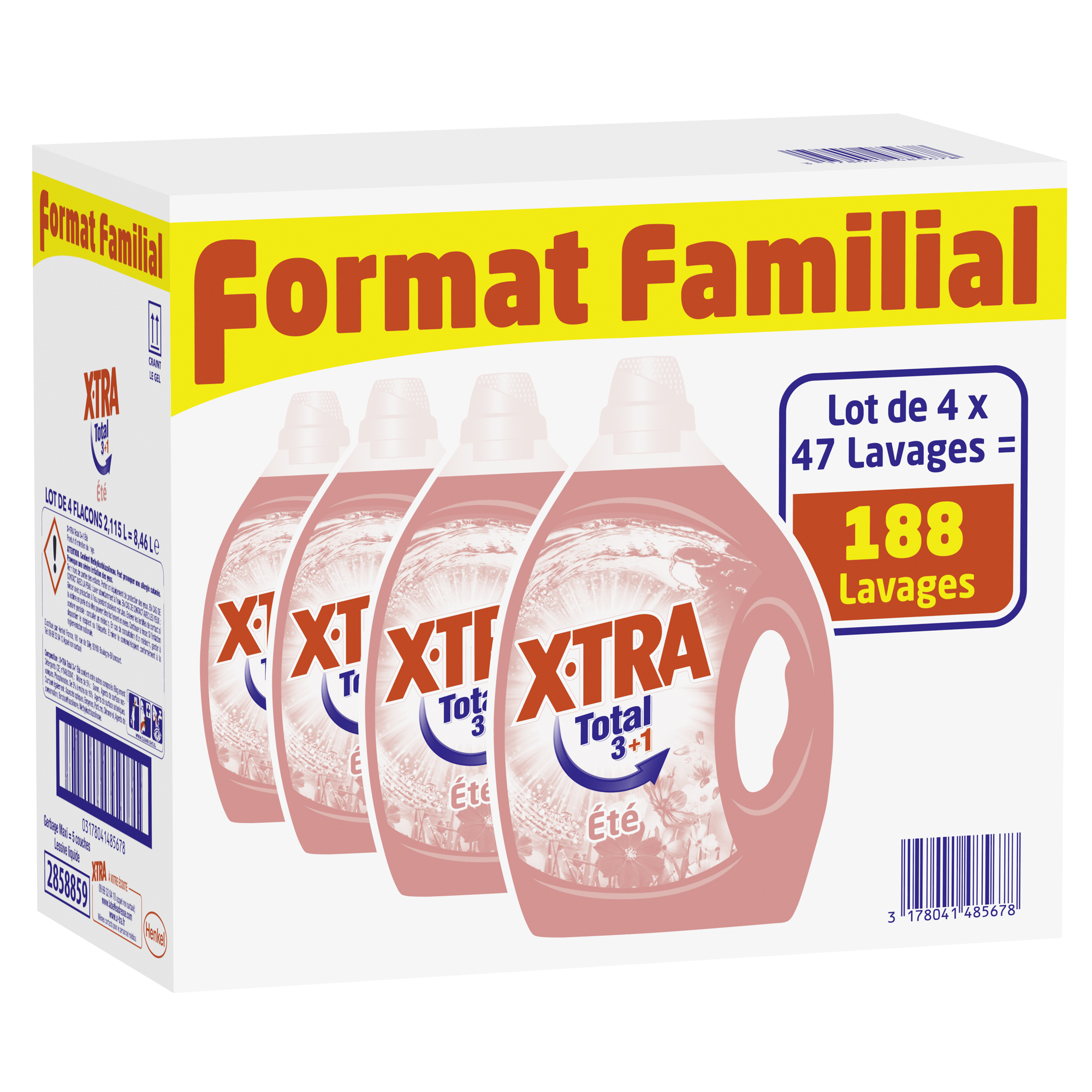 Promo LESSIVE LIQUIDE FRAÎCHEUR ANTI-ODEURS TOTAL X-TRA(¹) Le lot de 2 x 63  lavages (2 x 2.835 l) Soit le lavage : 0€16 chez Auchan