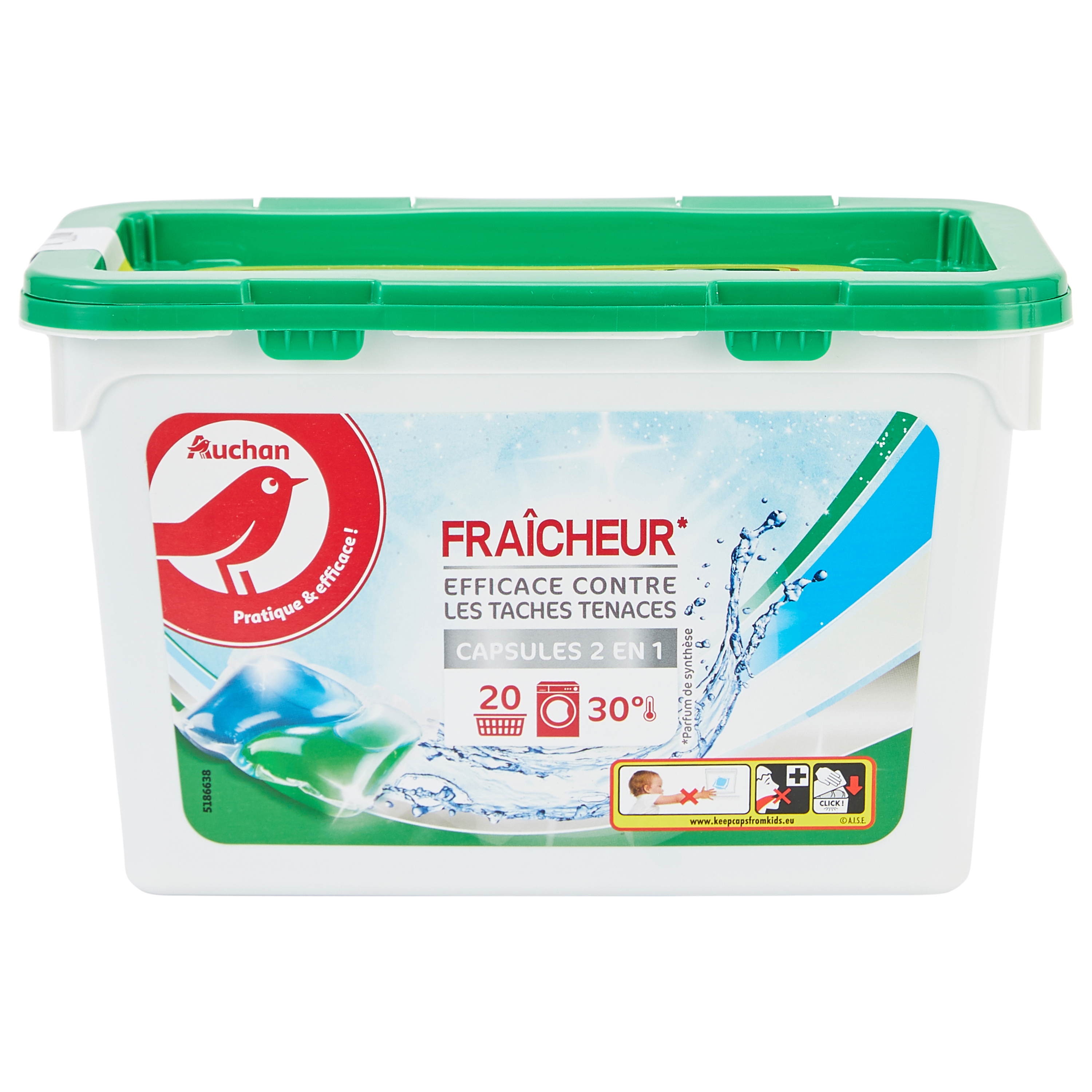 AUCHAN Lessive capsules air de printemps 25 capsules pas cher