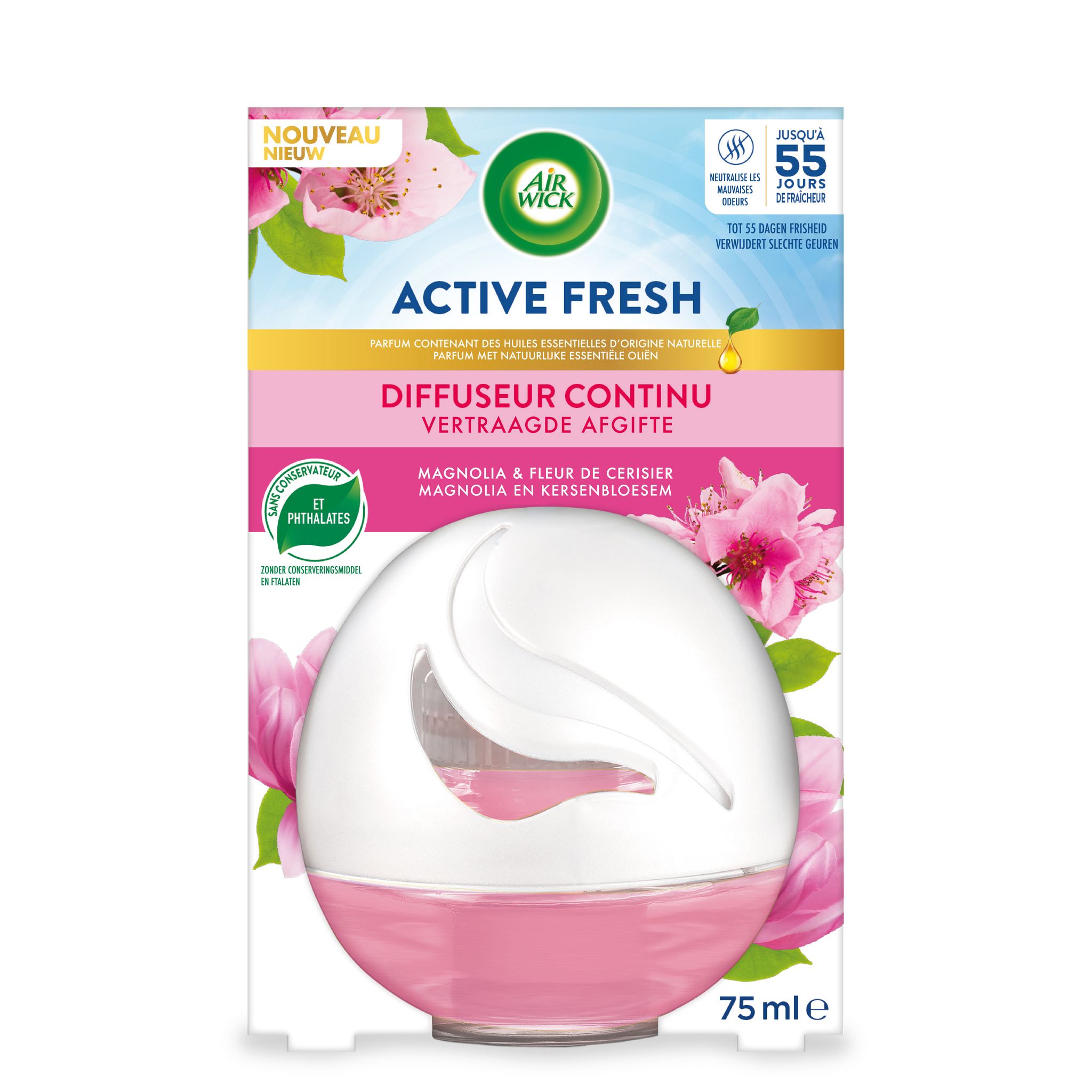 AIR WICK Active fresh diffuseur continu magnolia et fleurs de