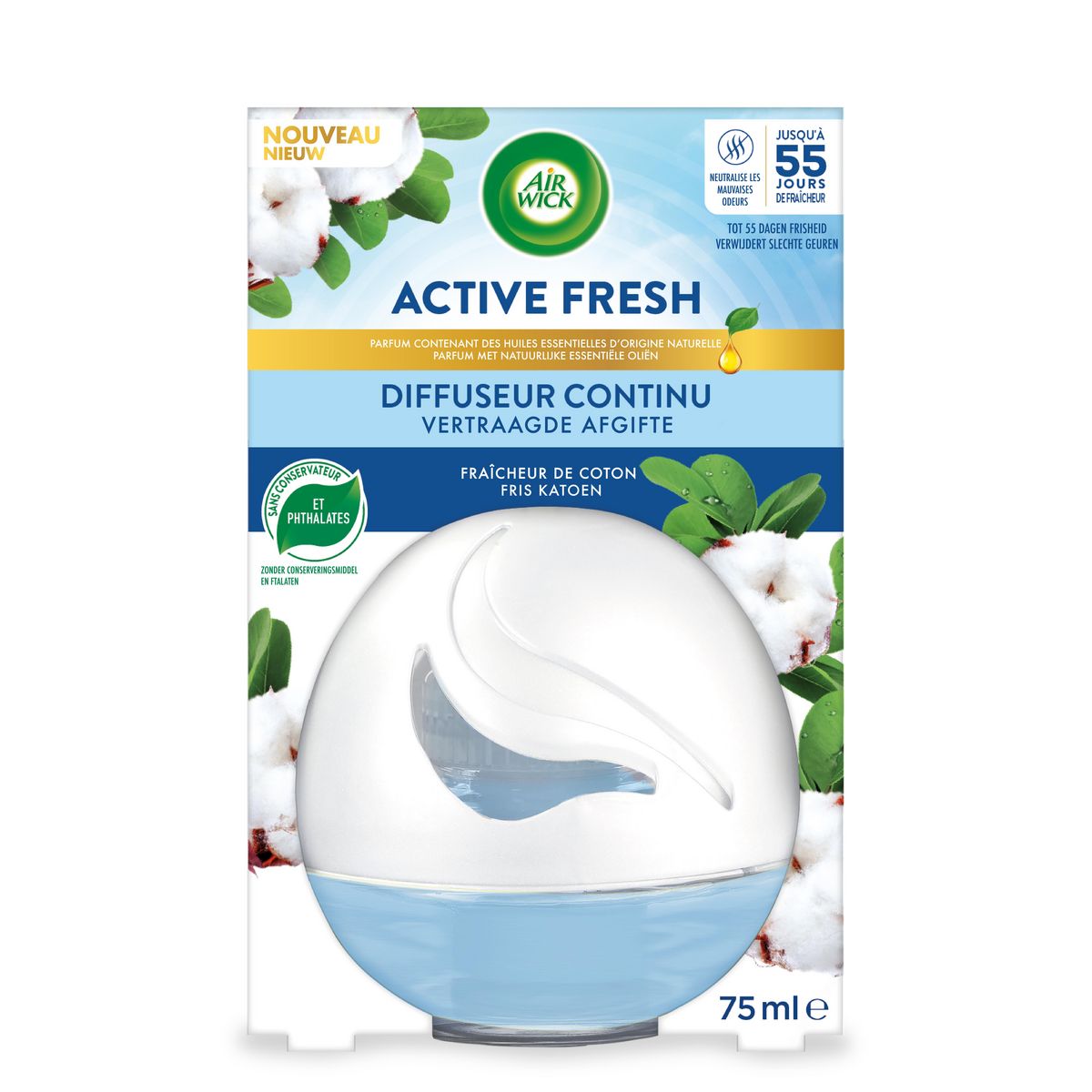 AIR WICK Active fresh diffuseur continu magnolia et fleurs de cerisier 1  diffuseur 75ml pas cher 