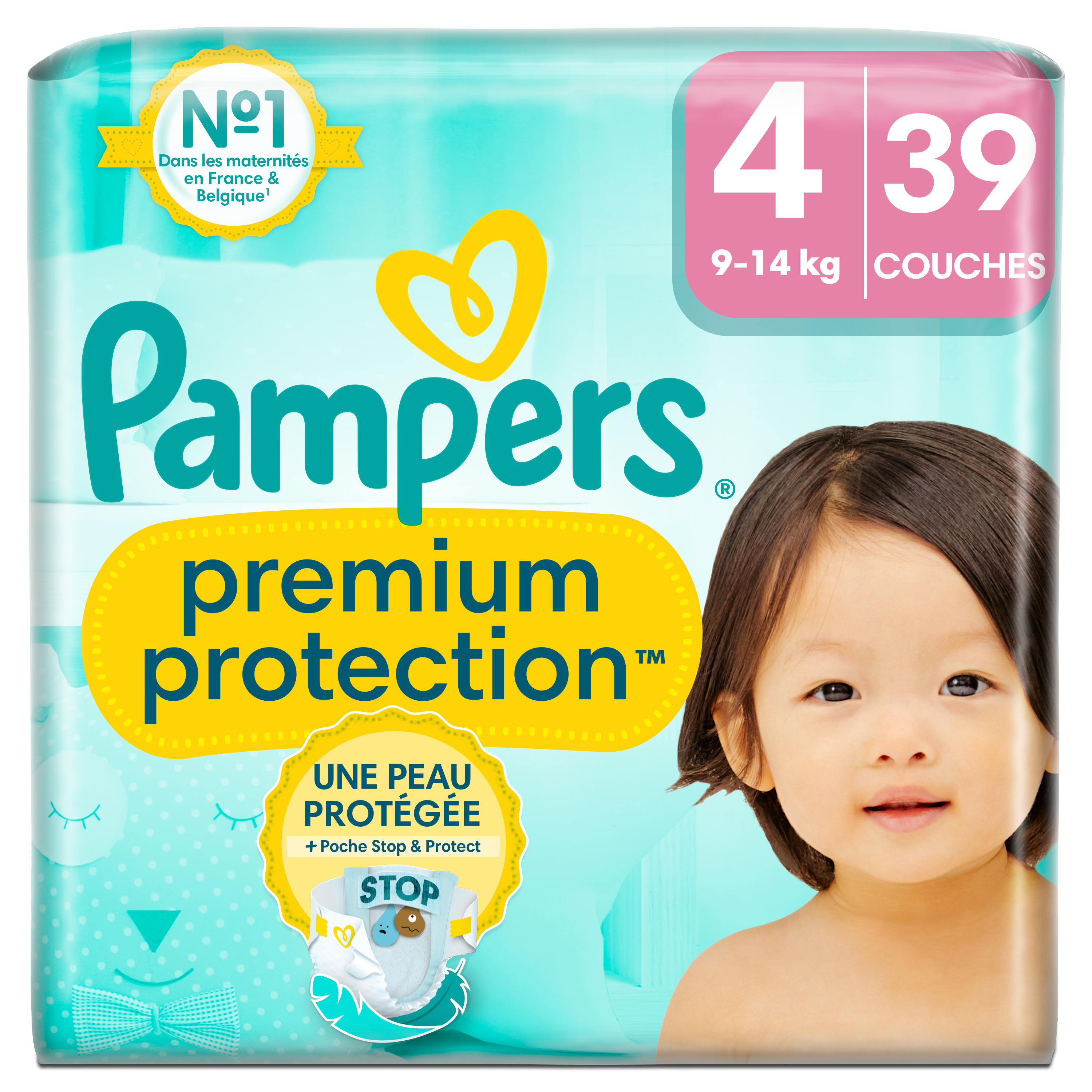 Couches PAMPERS Premium Protection - Taille 4 - 88 couches