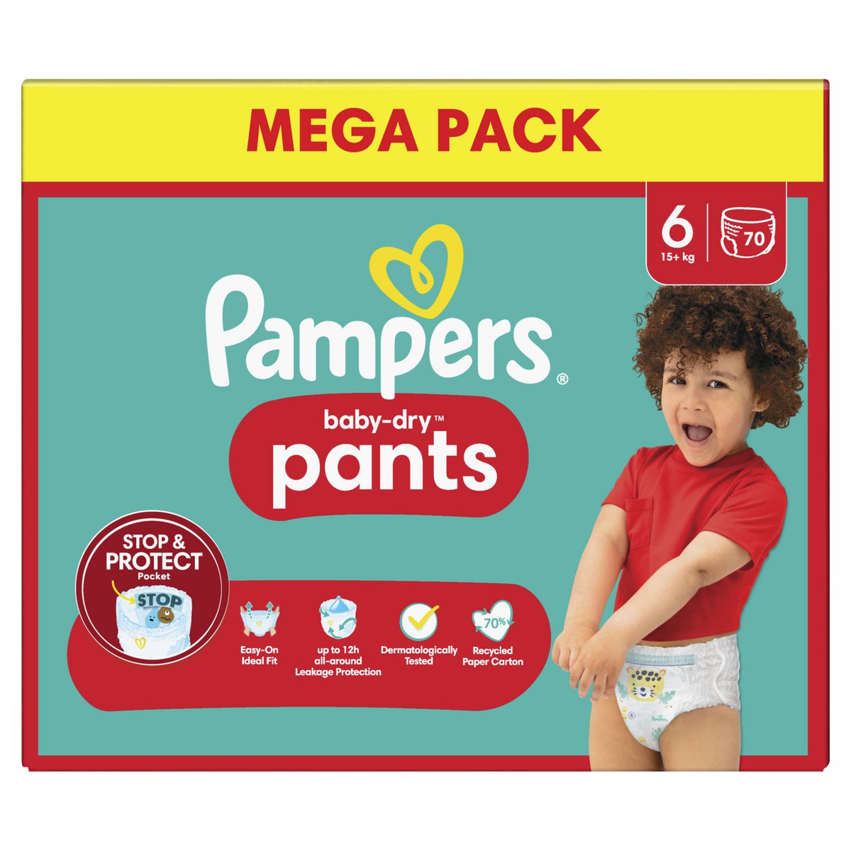 PAMPERS Baby-dry couches culottes taille 6 (+15kg) 70 couches pas cher 