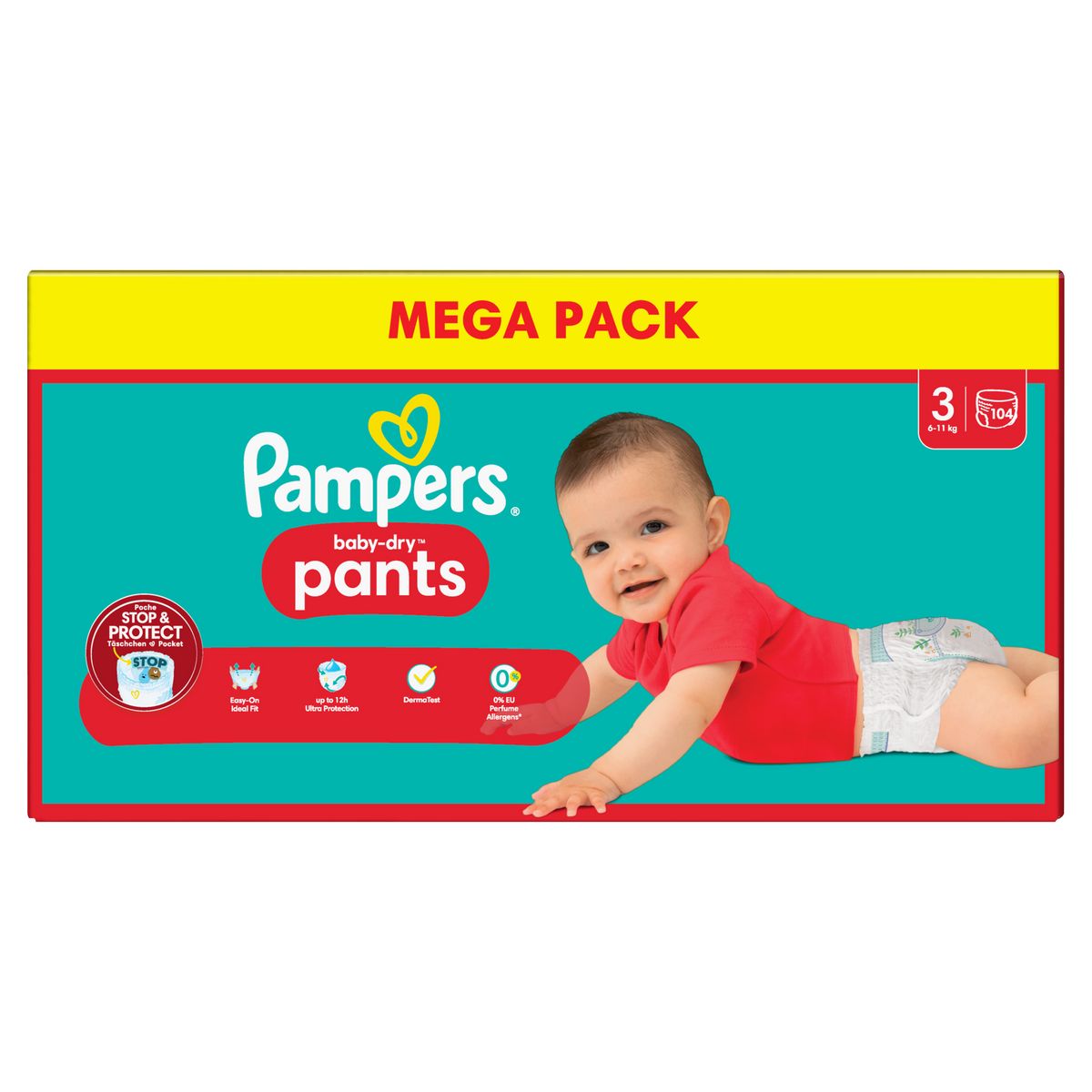 PAMPERS Baby-Dry pants couches-culottes taille 3 (6-11kg) 104 couches
