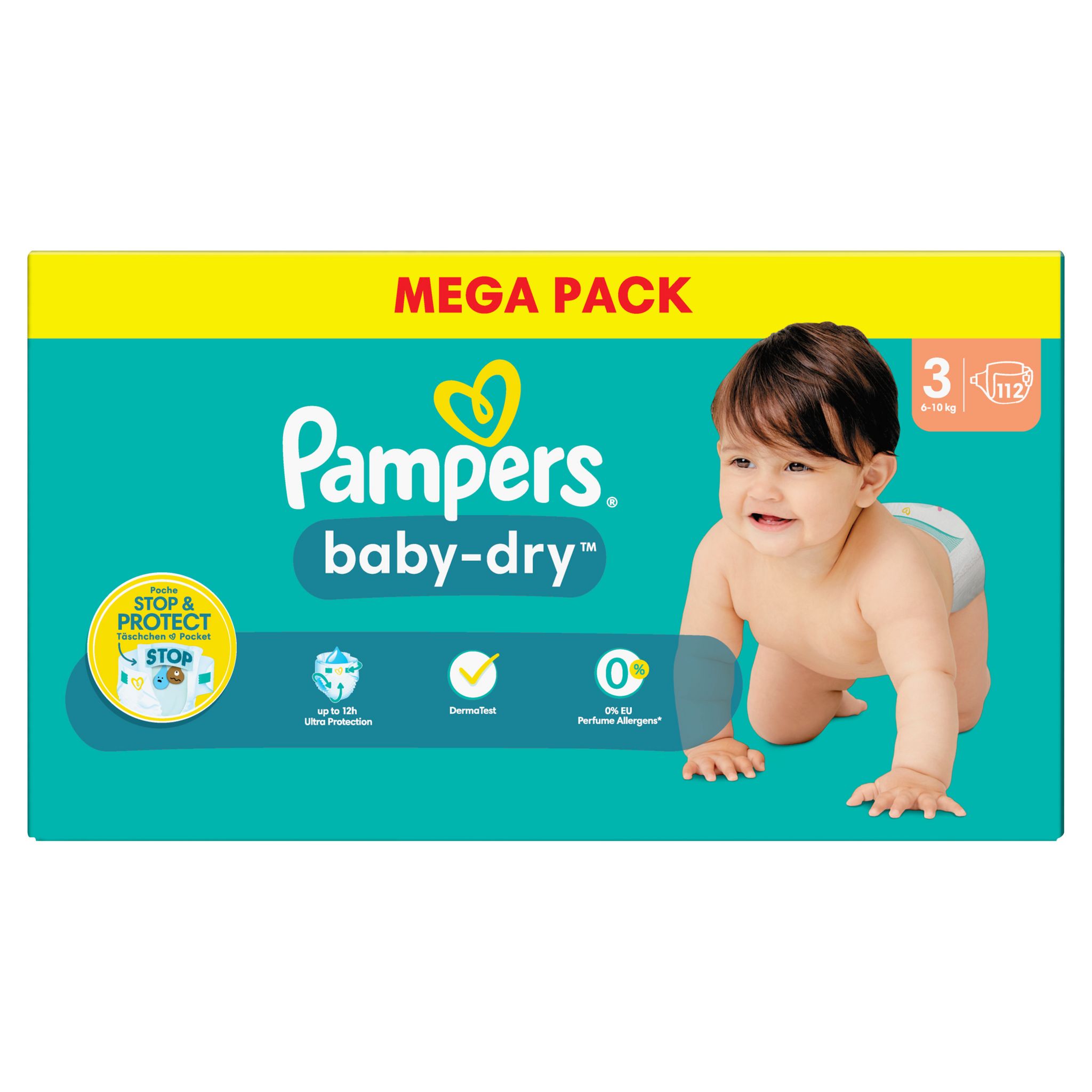 PAMPERS Baby-dry couche taille 3 ( 6-10kg ) 104 couches pas cher 