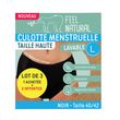FEEL NATURAL Culotte menstruelle taille haute lavable noire taille 40/42 3 unités
