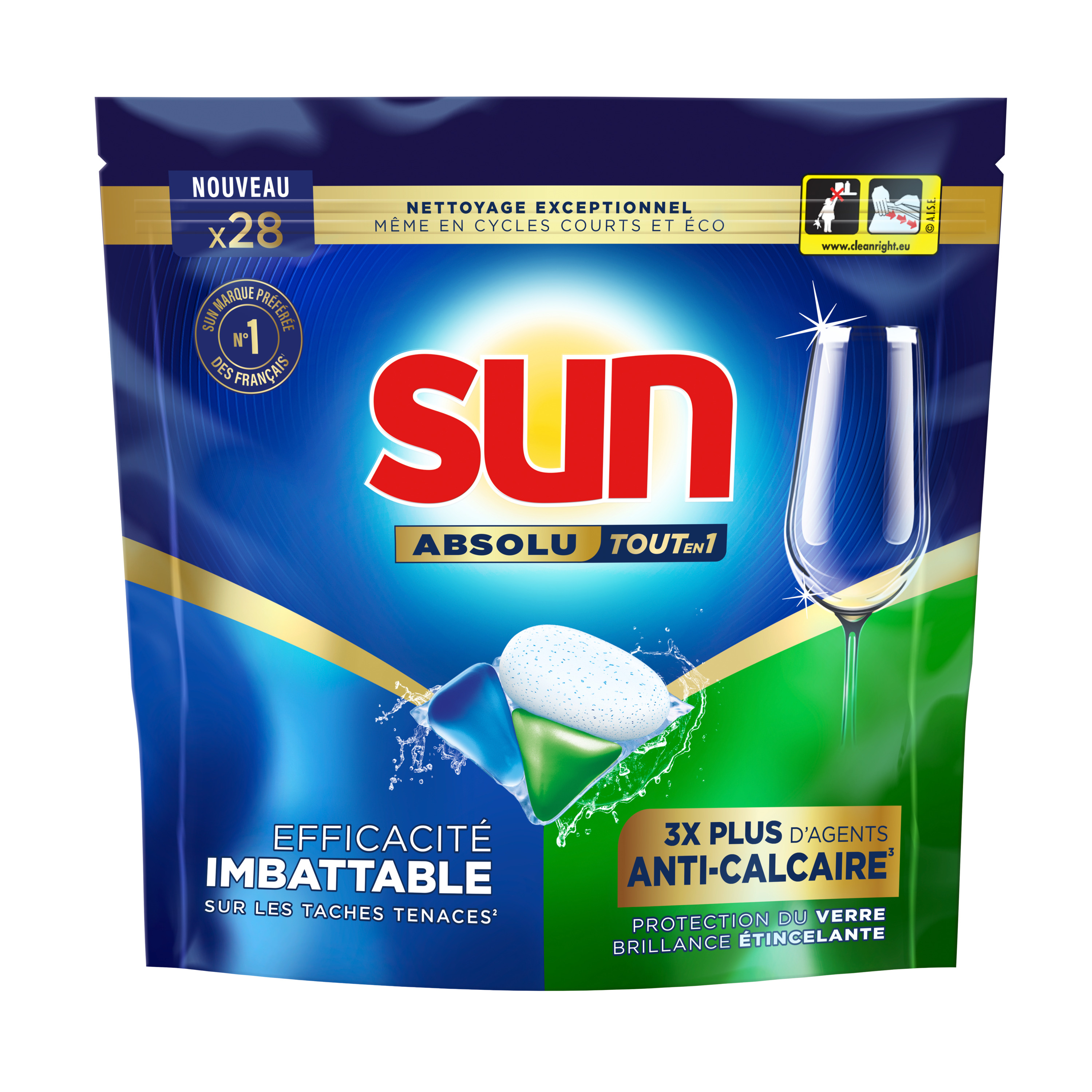 SUN Absolu tablette lave-vaisselle tout en 1 brillance 28