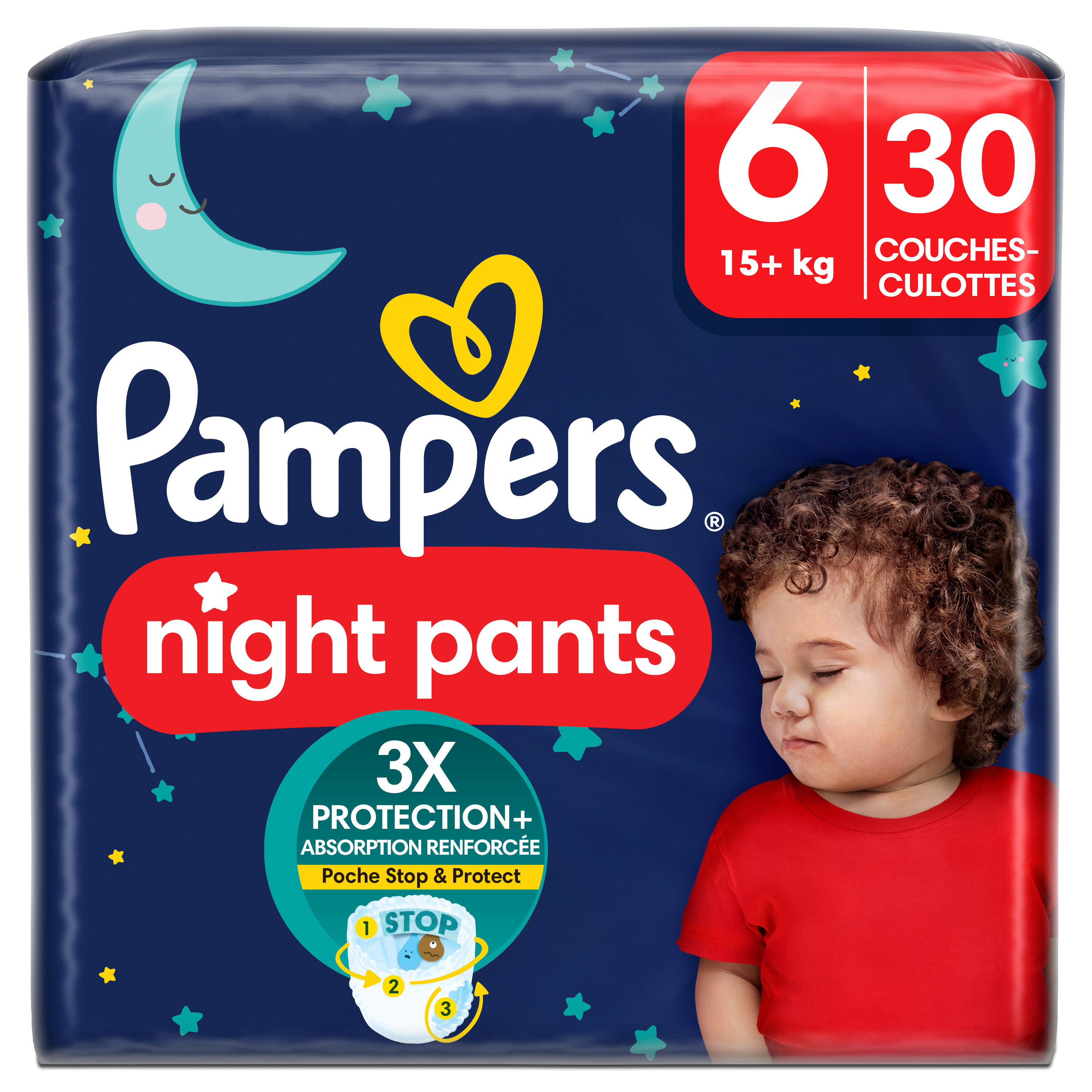 PAMPERS Baby-dry night couche-culotte taille 6 (+15kg) 30 couches pas cher  
