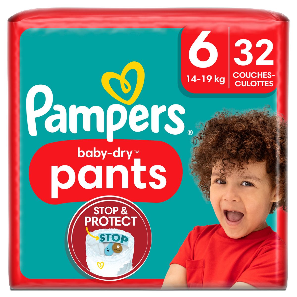 PAMPERS Baby-Dry pants couches-culottes taille 6 (14-19kg) 32 couches