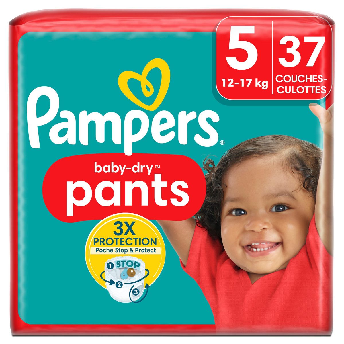 PAMPERS Baby-dry pants couches-culottes taille 5 (12-17kg) 37 couches pas  cher 