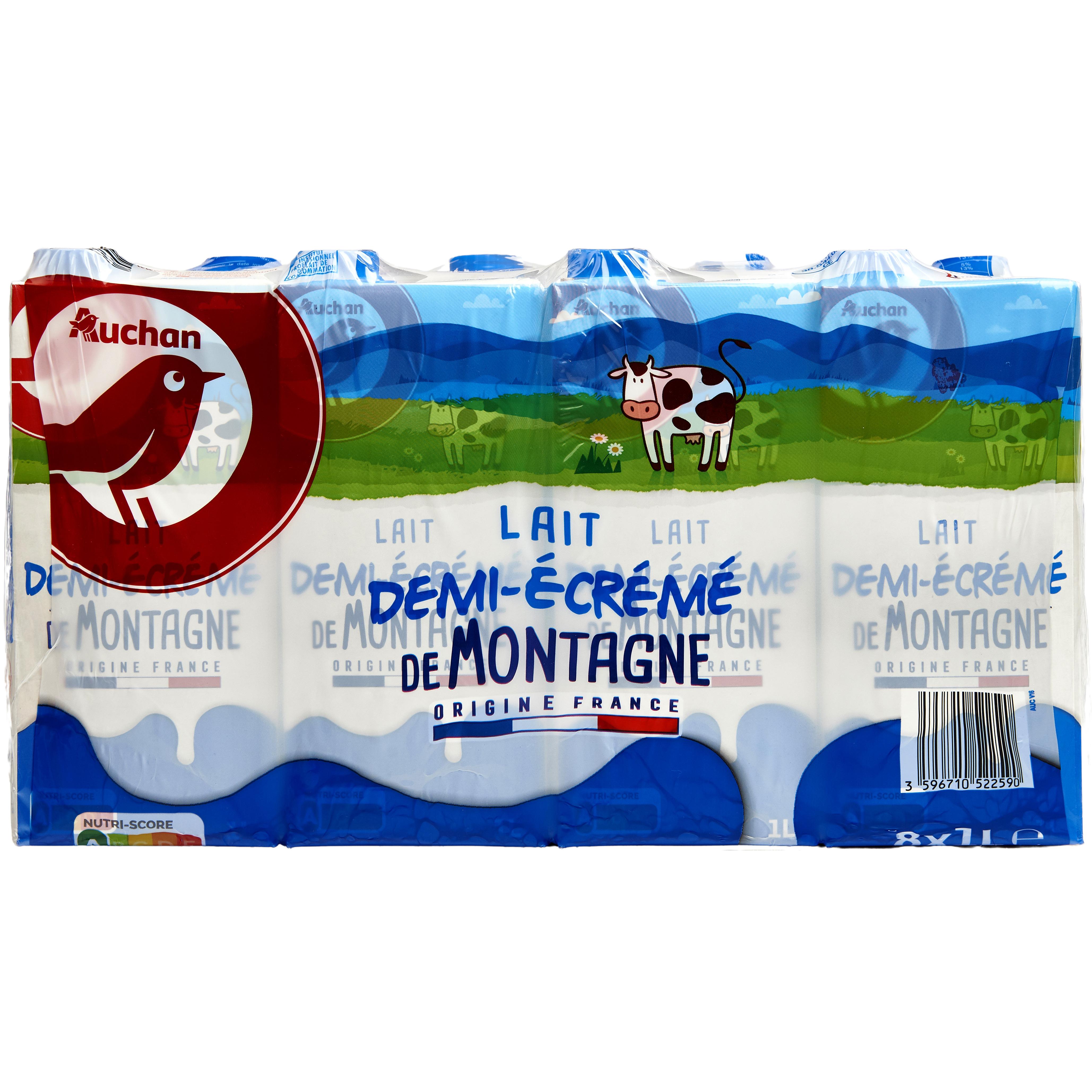 AUCHAN Lait demi-écrémé sans lactose UHT 1L pas cher 