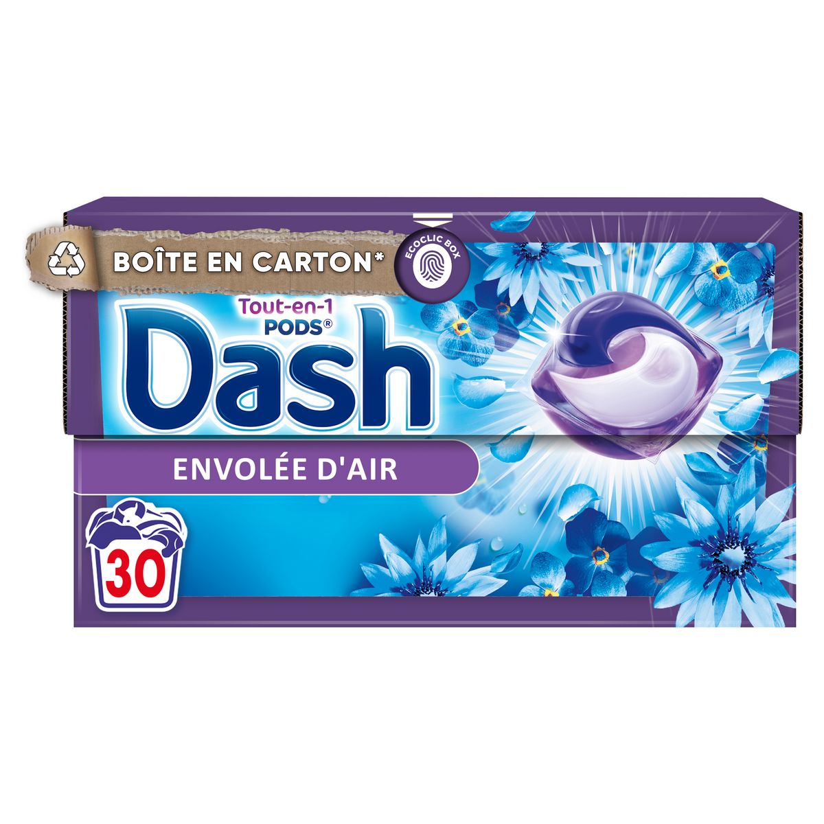 DASH Pods lessive capsule tout en 1 souffle précieux 30 capsules pas cher 