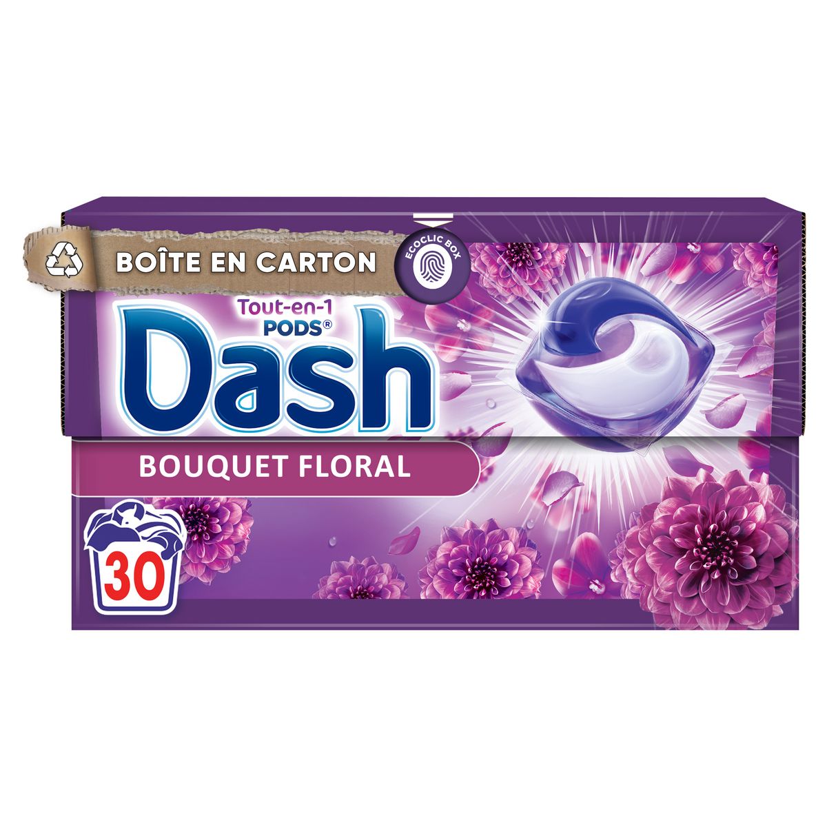 DASH Pods La Collection capsule de lessive tout en 1 au bouquet floral 30 capsules