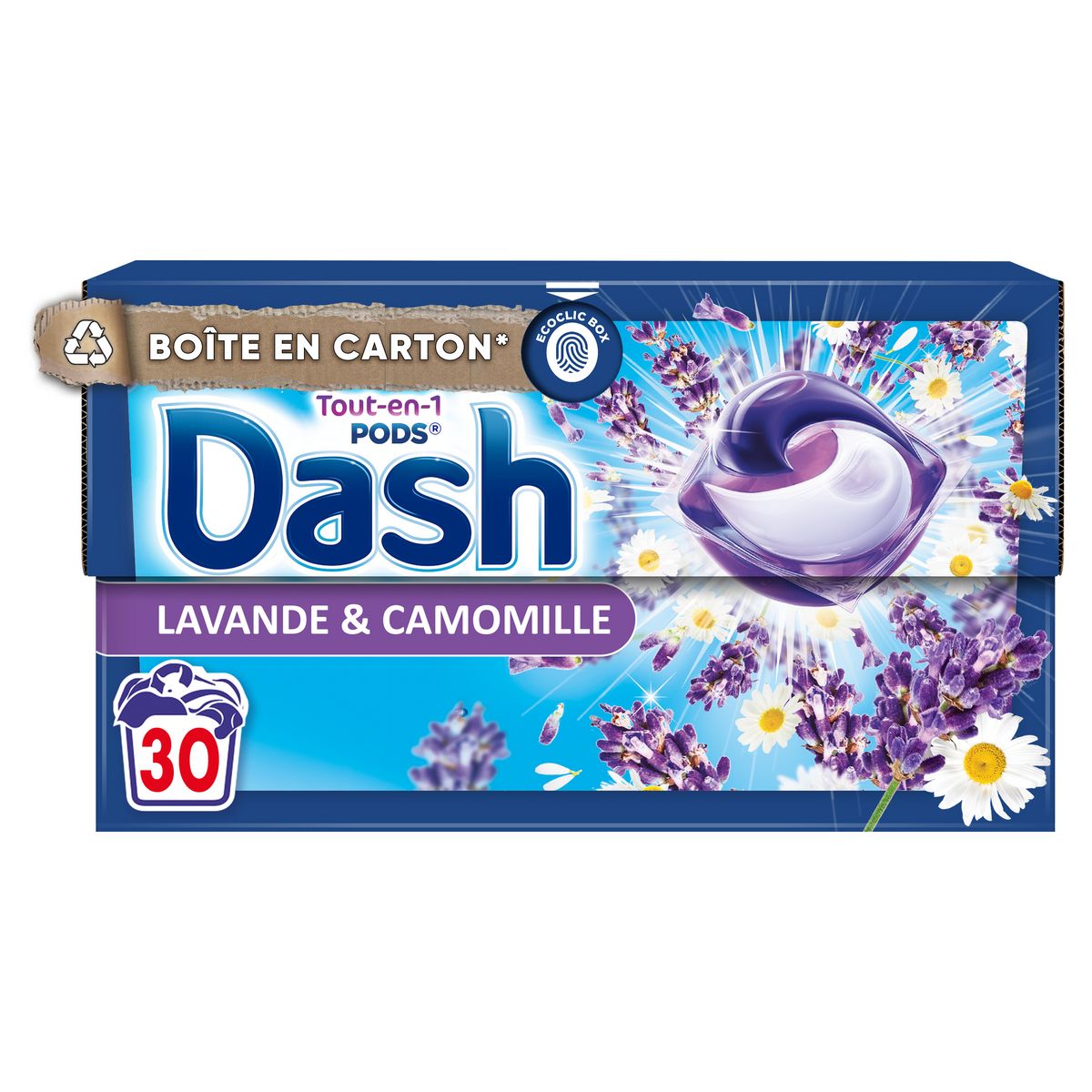 Lessive Pods Dash Tout-en-1 Lavande camomille - 30 lavages sur