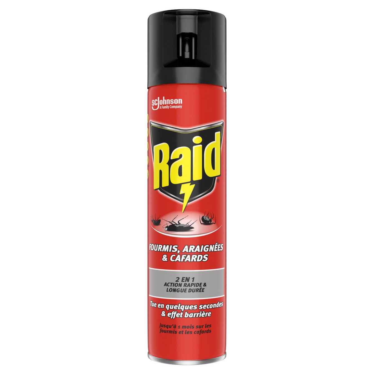 RAID Aérosol insecticide contre les fourmis, araignées et cafards 2 en 1 400ml
