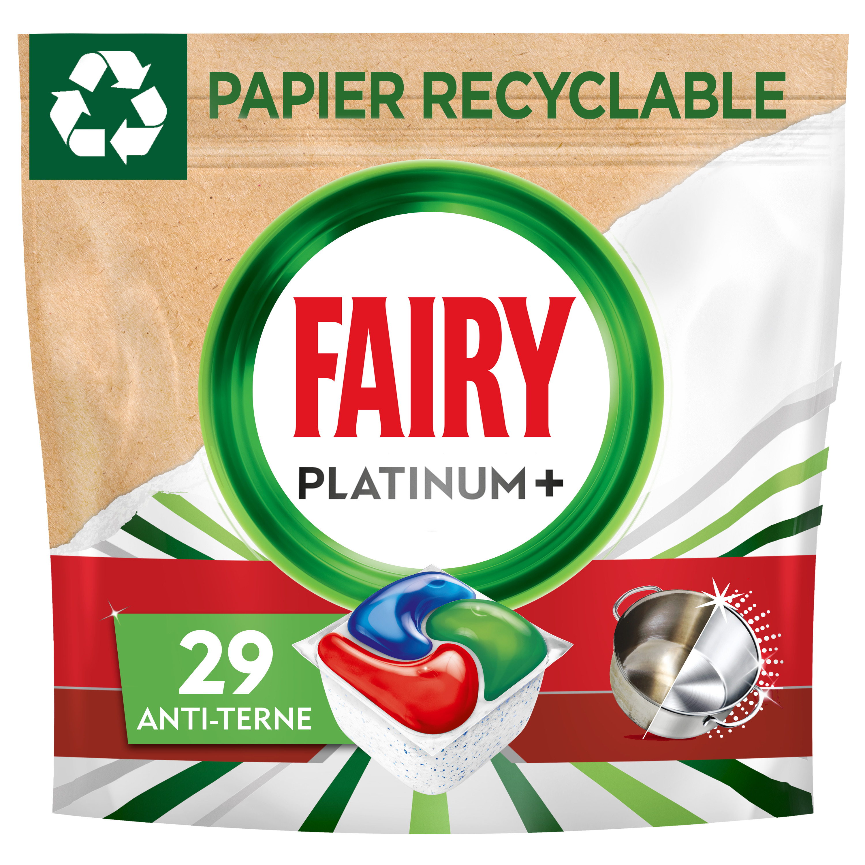 FAIRY Platinium + tablettes lave-vaisselles tout en 1 anti-terne 65 lavages  65 tablettes pas cher 