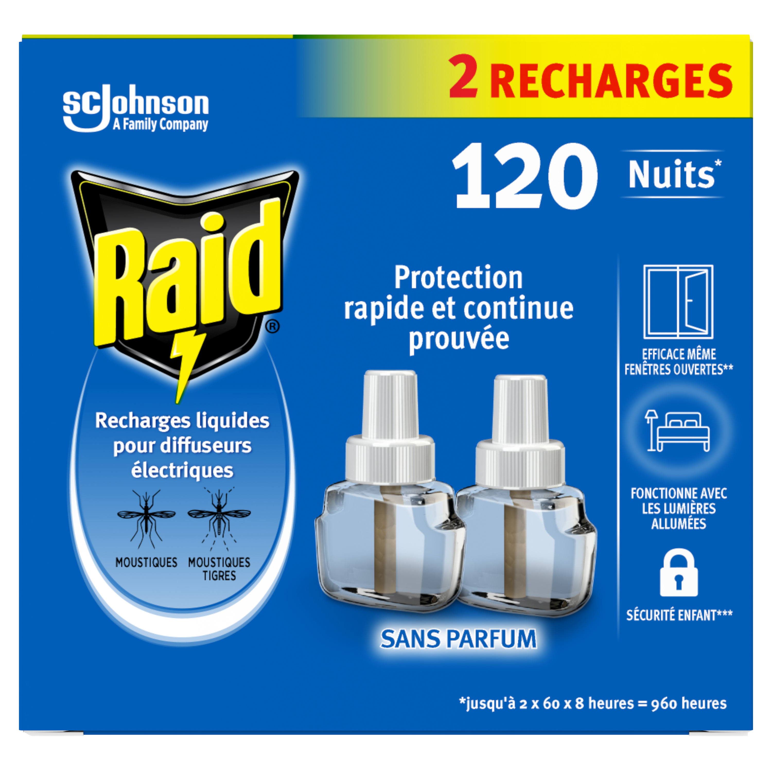 Recharge liquide pour diffuseur électrique anti-moustique Raid 45 nuits -  27ml