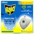 RAID Night and Day Recharge pour diffuseur contre les moustiques, moustiques tigres et mouches sans parfum 2 recharges